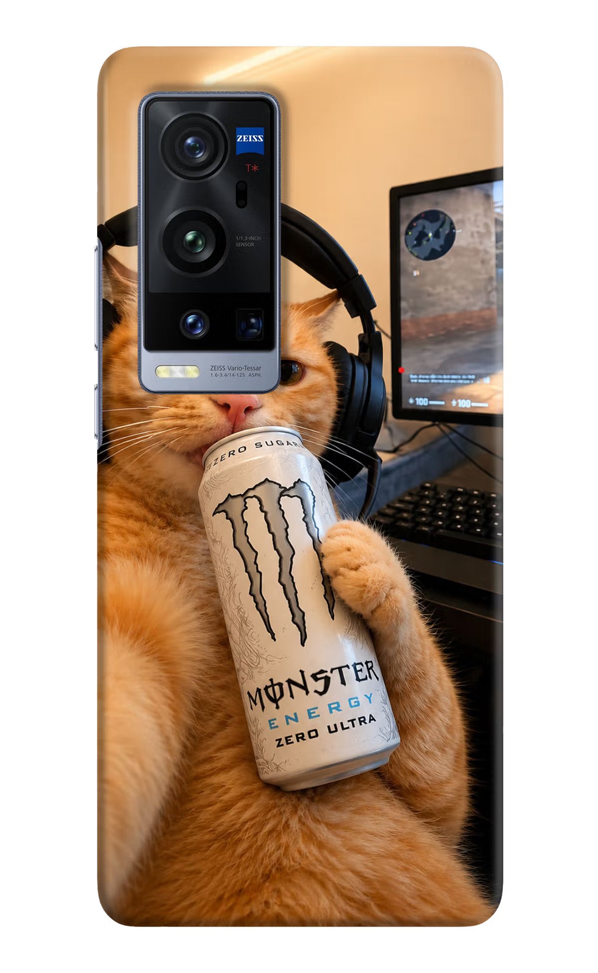 Gamer Cat Energy Vivo X60 Pro+ Back Cover - Gamer Cat Energy Vivo X60 Pro+ Back Cover Gamer Cat Energy Vivo X60 Pro+ Back Cover