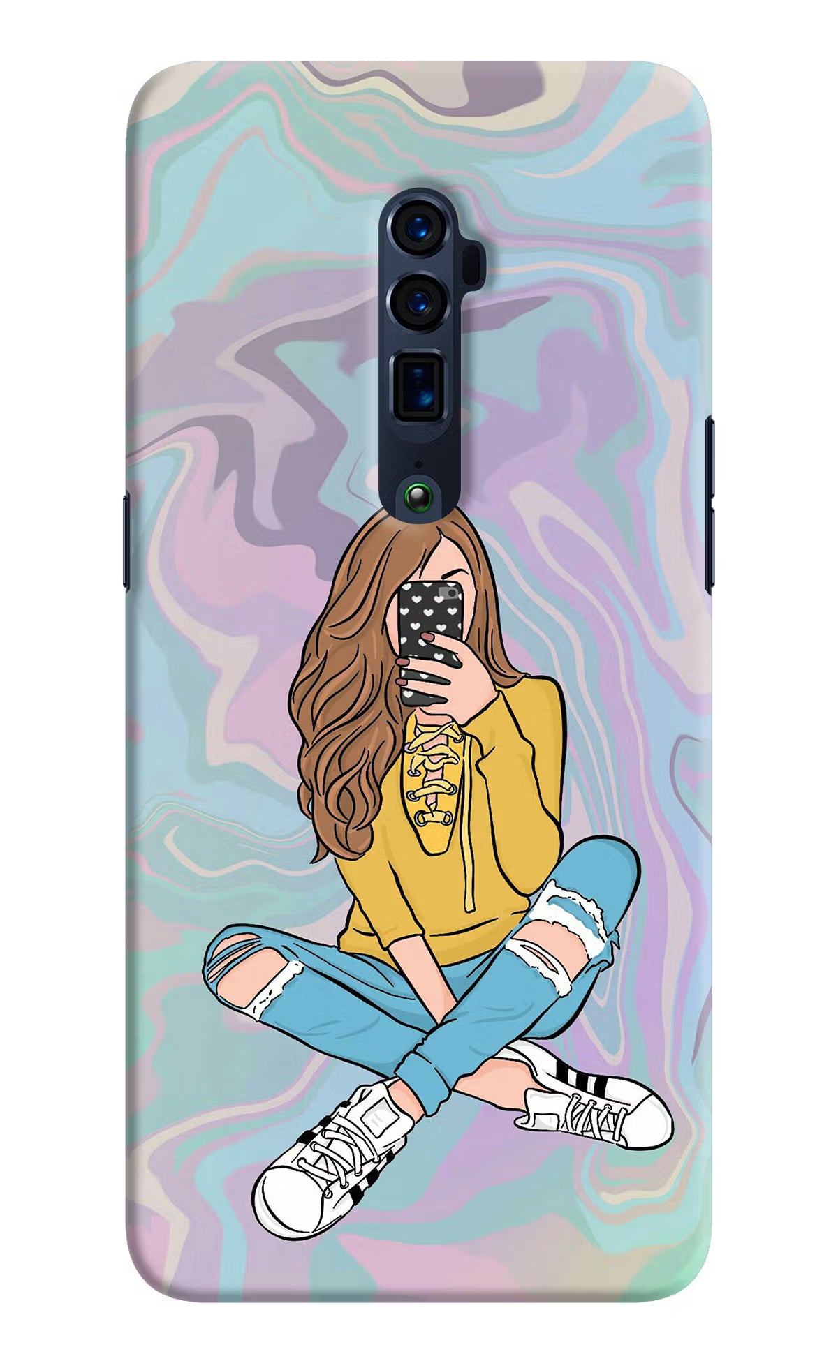 Selfie Girl Oppo Reno 10x Zoom Back Cover - Selfie Girl Oppo Reno 10x Zoom Hard Case Back Cover by Casekaro Selfie Girl Oppo Reno 10x Zoom Hard Case Back Cover by Casekaro