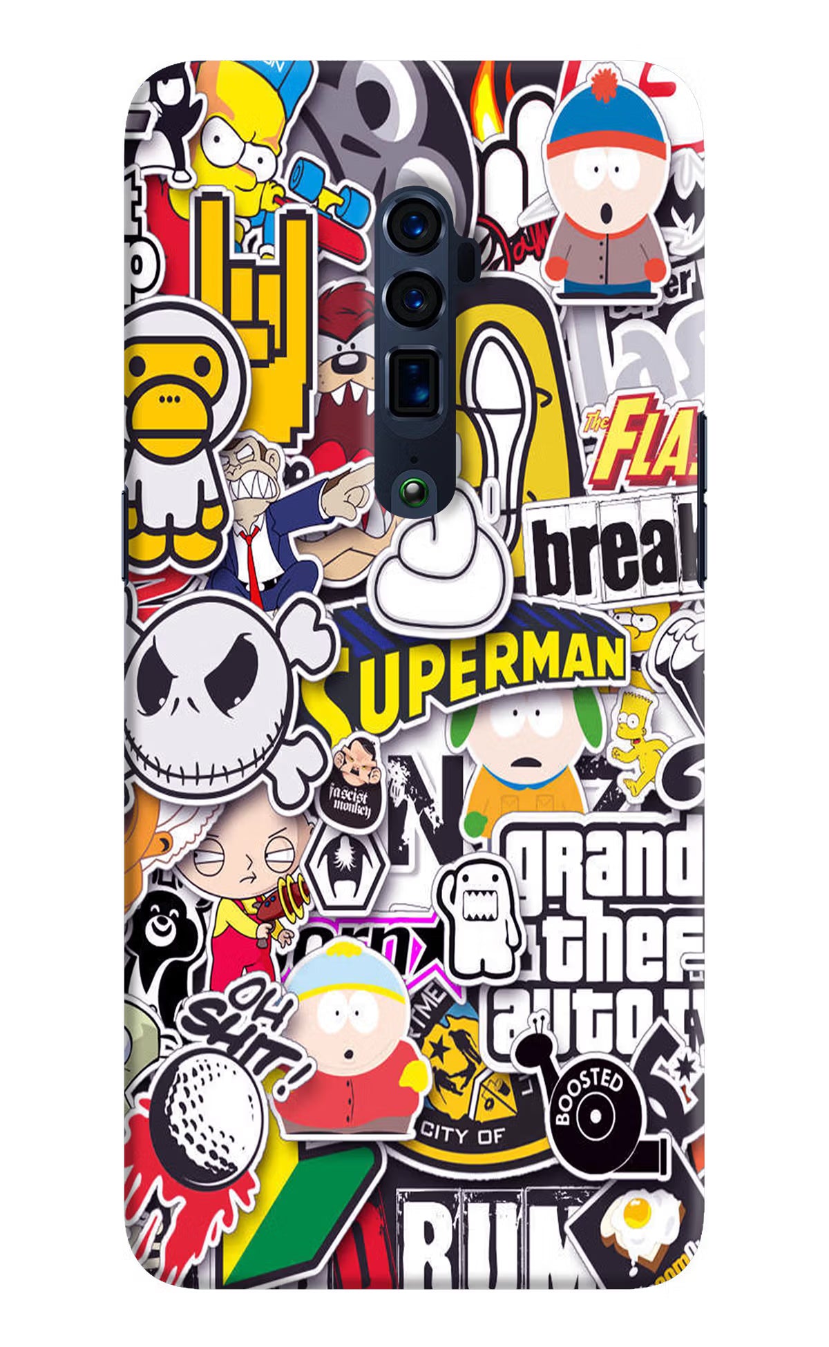 Sticker Bomb Oppo Reno 10x Zoom Back Cover - Sticker Bomb Oppo Reno 10x Zoom Hard Case Back Cover by Casekaro Sticker Bomb Oppo Reno 10x Zoom Hard Case Back Cover by Casekaro