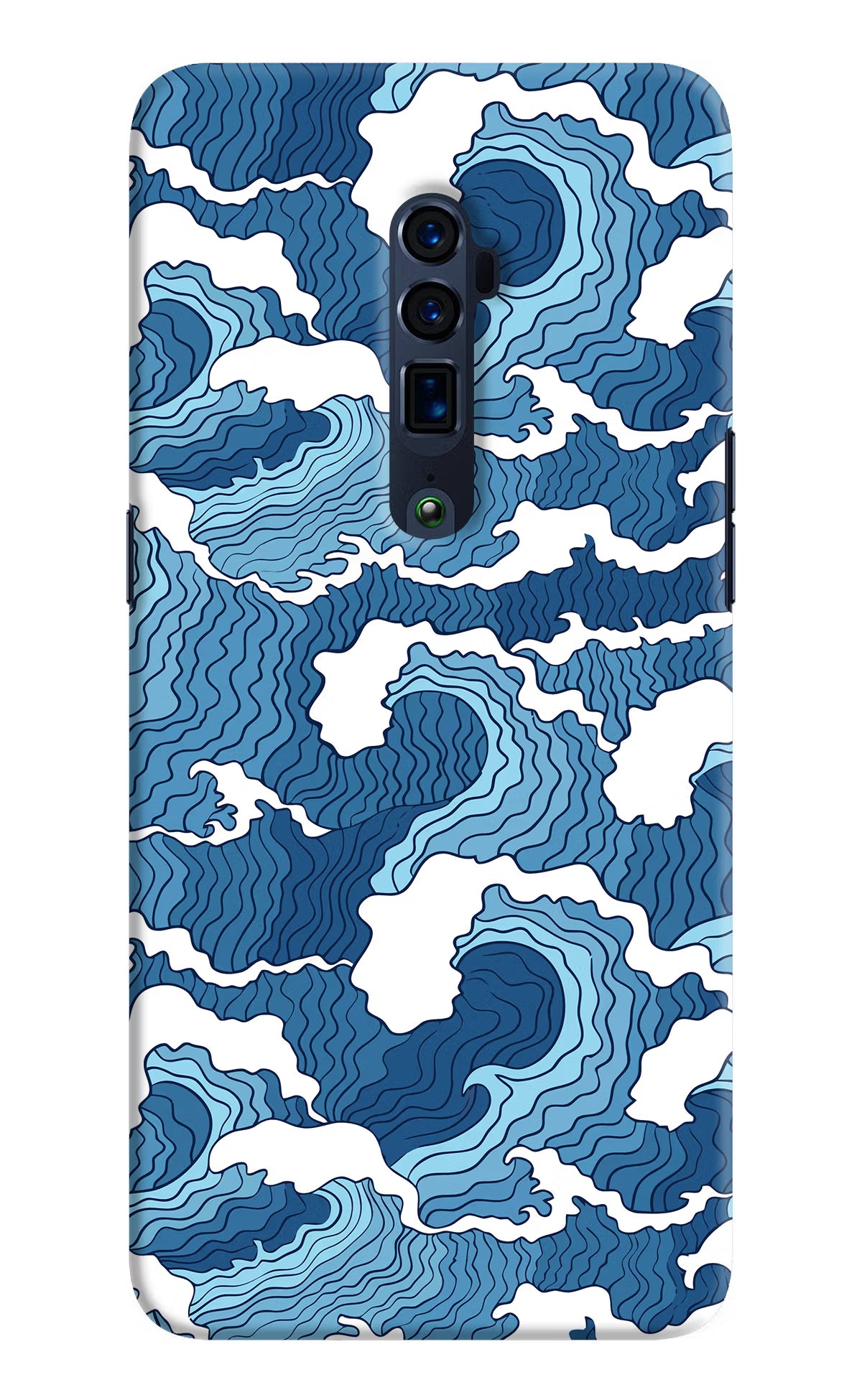 Blue Waves Oppo Reno 10x Zoom Back Cover - Blue Waves Oppo Reno 10x Zoom Hard Case Back Cover by Casekaro Blue Waves Oppo Reno 10x Zoom Hard Case Back Cover by Casekaro