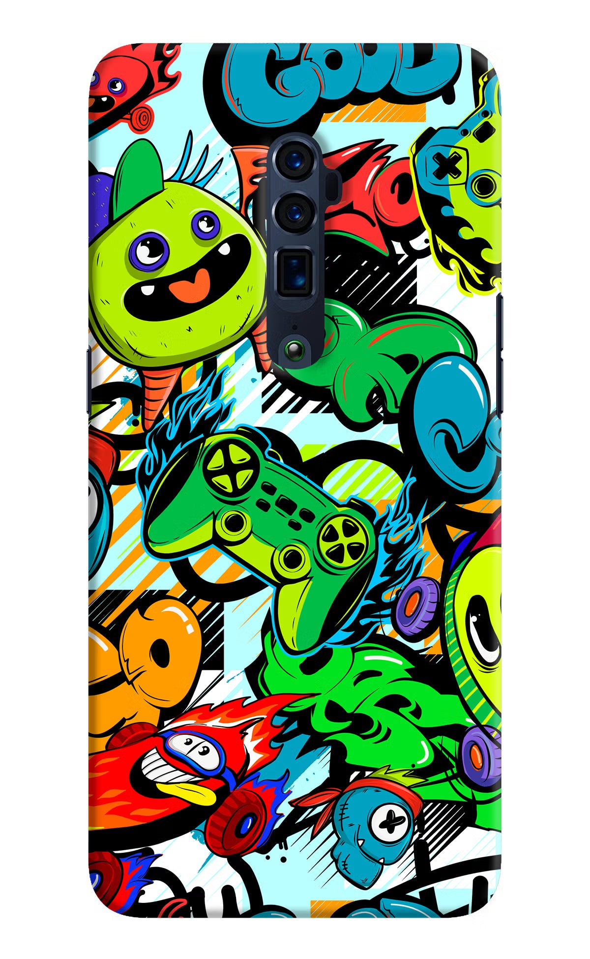 Game Doodle Oppo Reno 10x Zoom Back Cover - Game Doodle Oppo Reno 10x Zoom Hard Case Back Cover by Casekaro Game Doodle Oppo Reno 10x Zoom Hard Case Back Cover by Casekaro