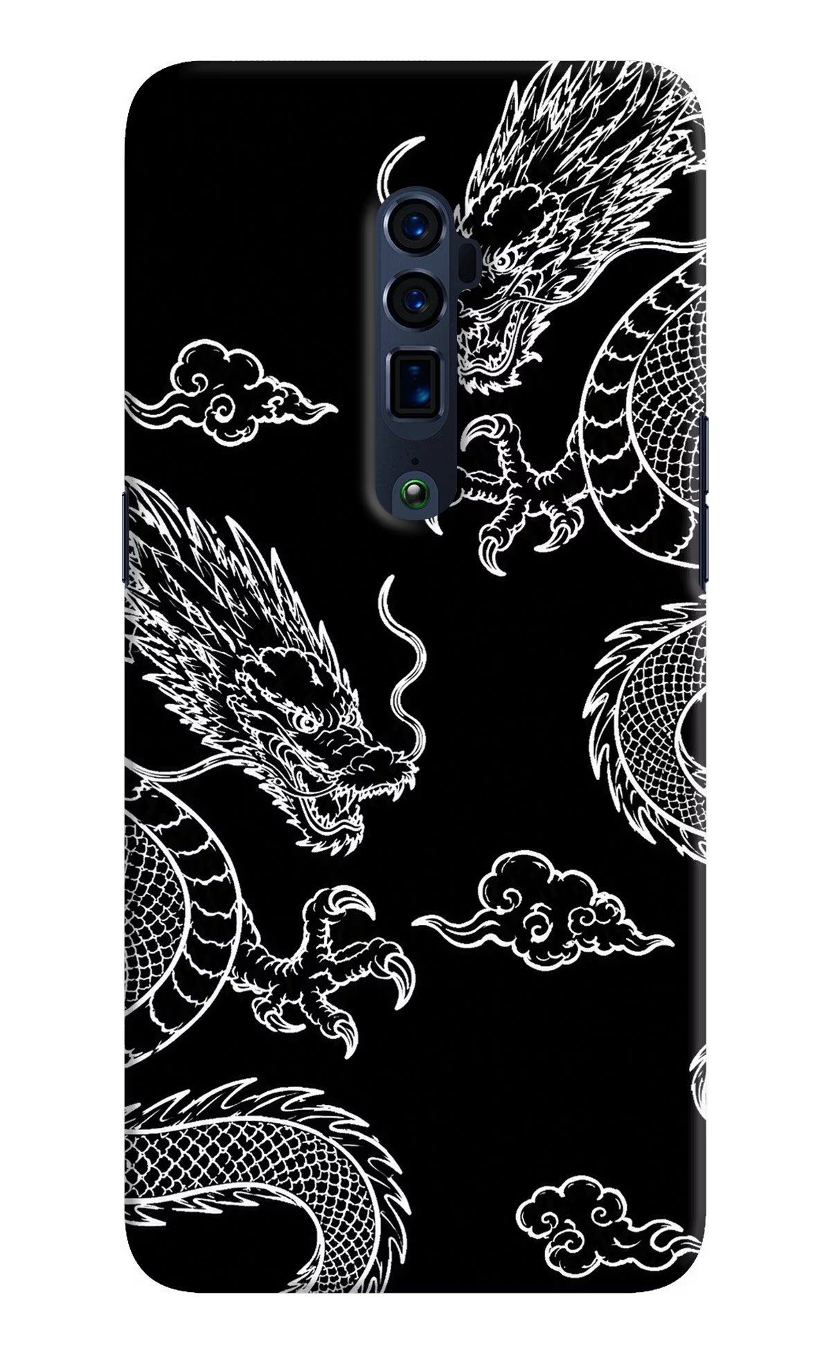 Twin Dragons Oppo Reno 10x Zoom Back Cover - Twin Dragons Oppo Reno 10x Zoom Hard Case Back Cover by Casekaro Twin Dragons Oppo Reno 10x Zoom Hard Case Back Cover by Casekaro