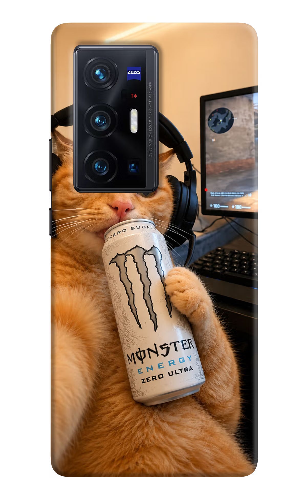 Gamer Cat Energy Vivo X70 Pro+ Back Cover - Gamer Cat Energy Vivo X70 Pro+ Back Cover Gamer Cat Energy Vivo X70 Pro+ Back Cover