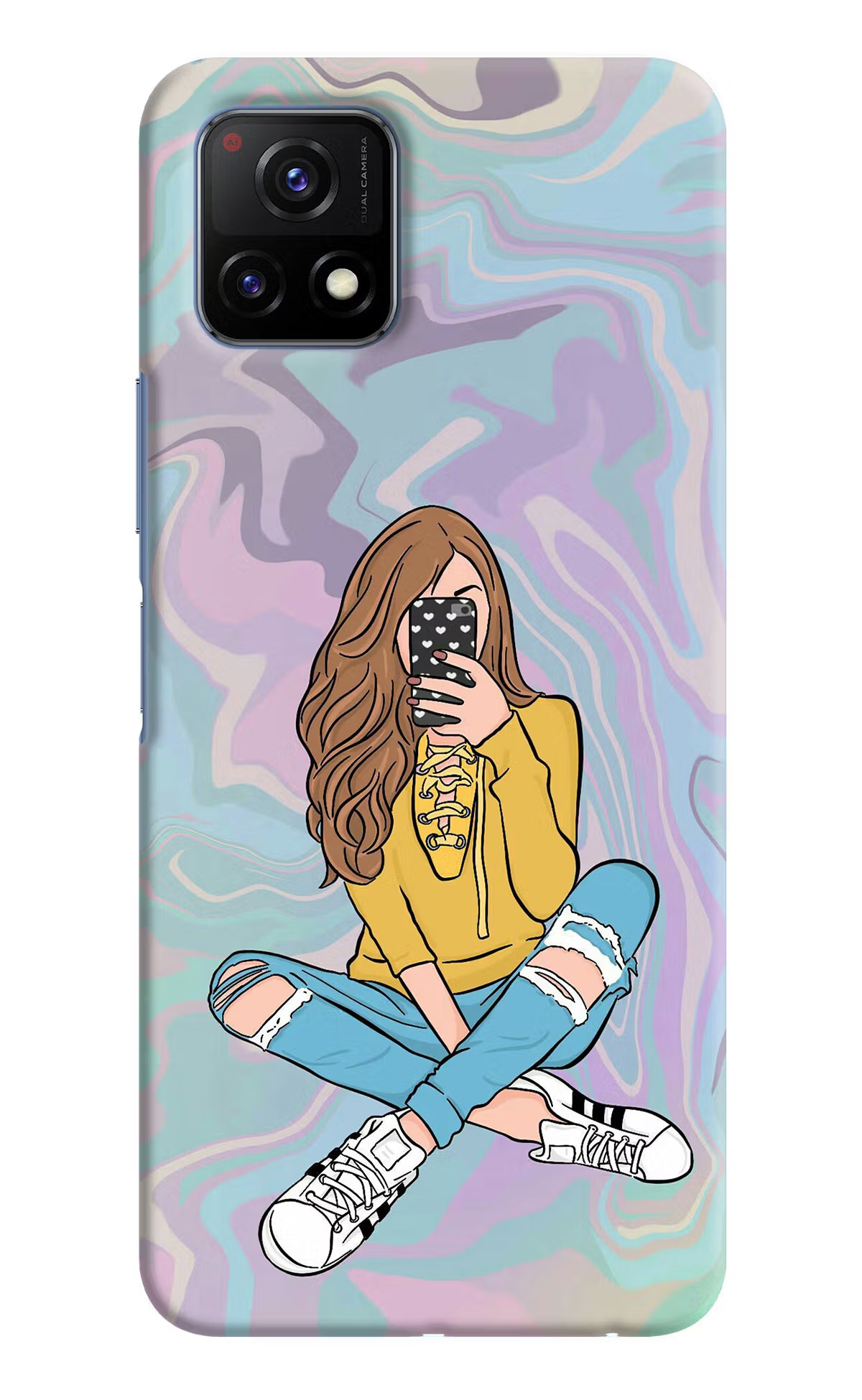 Selfie Girl Vivo Y72 5G Back Cover - Selfie Girl Vivo Y72 5G Hard Case Back Cover by Casekaro Selfie Girl Vivo Y72 5G Hard Case Back Cover by Casekaro