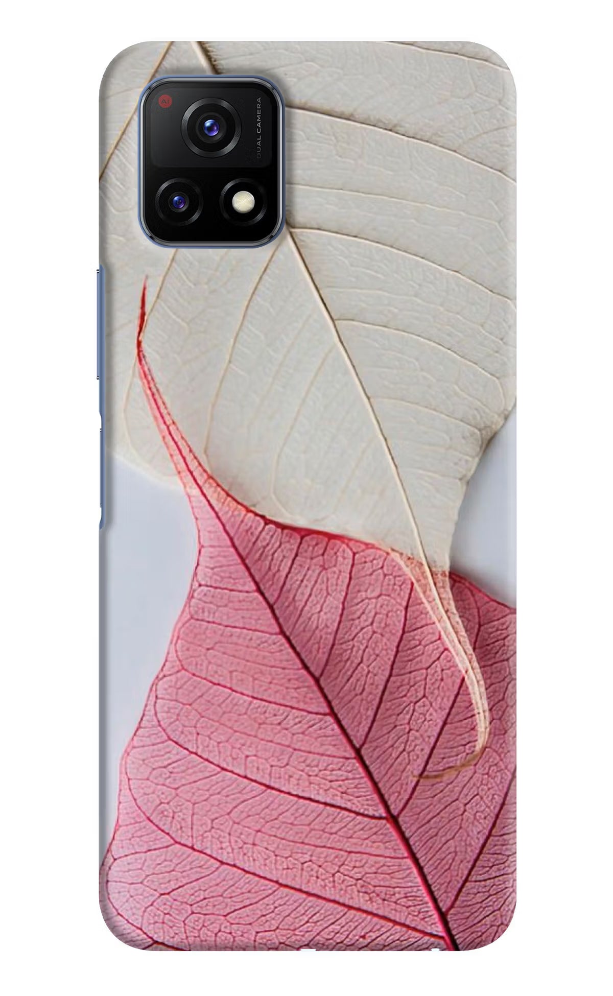 White Pink Leaf Vivo Y72 5G Back Cover - White Pink Leaf Vivo Y72 5G Hard Case Back Cover by Casekaro White Pink Leaf Vivo Y72 5G Hard Case Back Cover by Casekaro