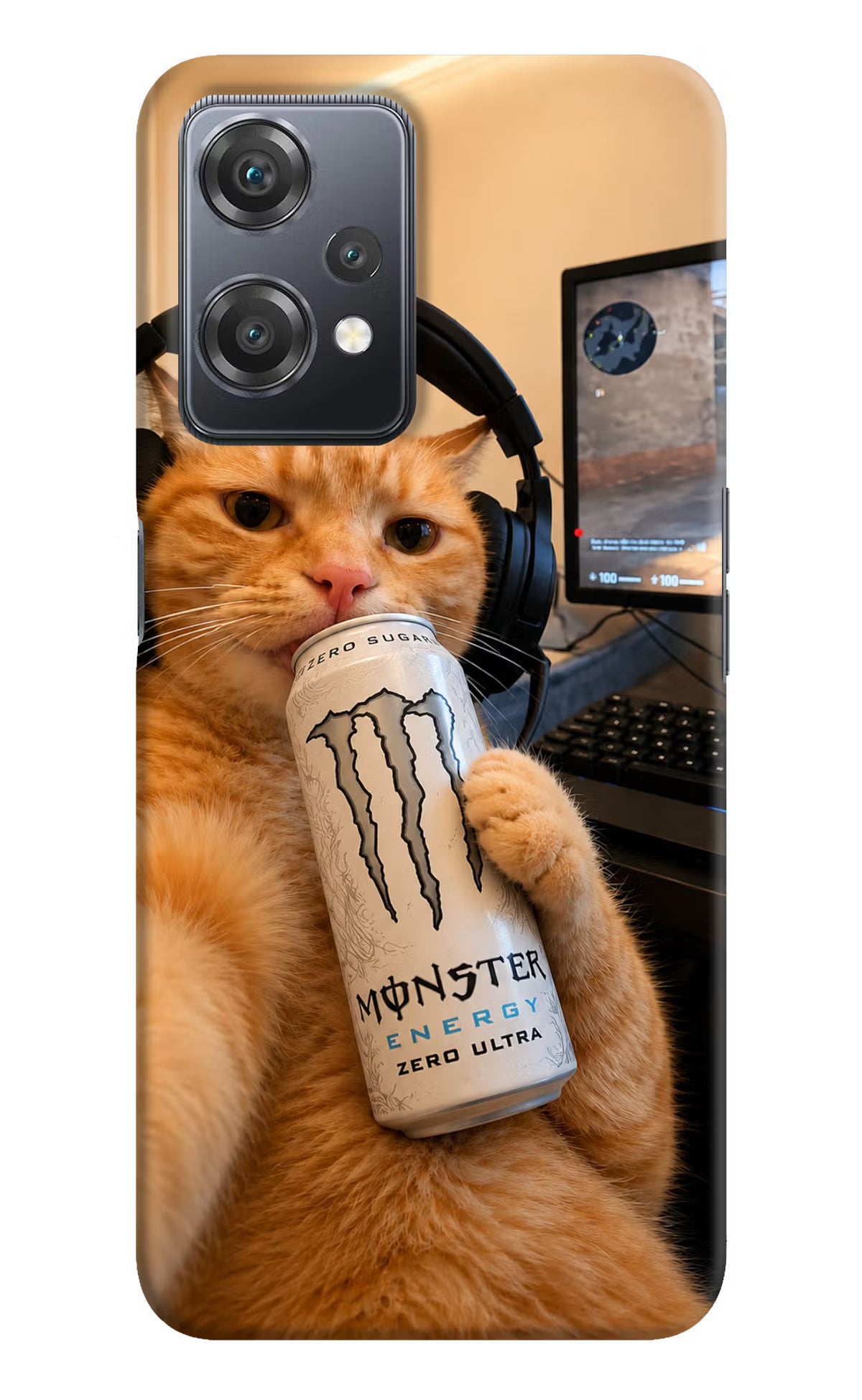 Gamer Cat Energy OnePlus Nord CE 2 Lite 5G Back Cover - Gamer Cat Energy OnePlus Nord CE 2 Lite 5G Back Cover Gamer Cat Energy OnePlus Nord CE 2 Lite 5G Back Cover