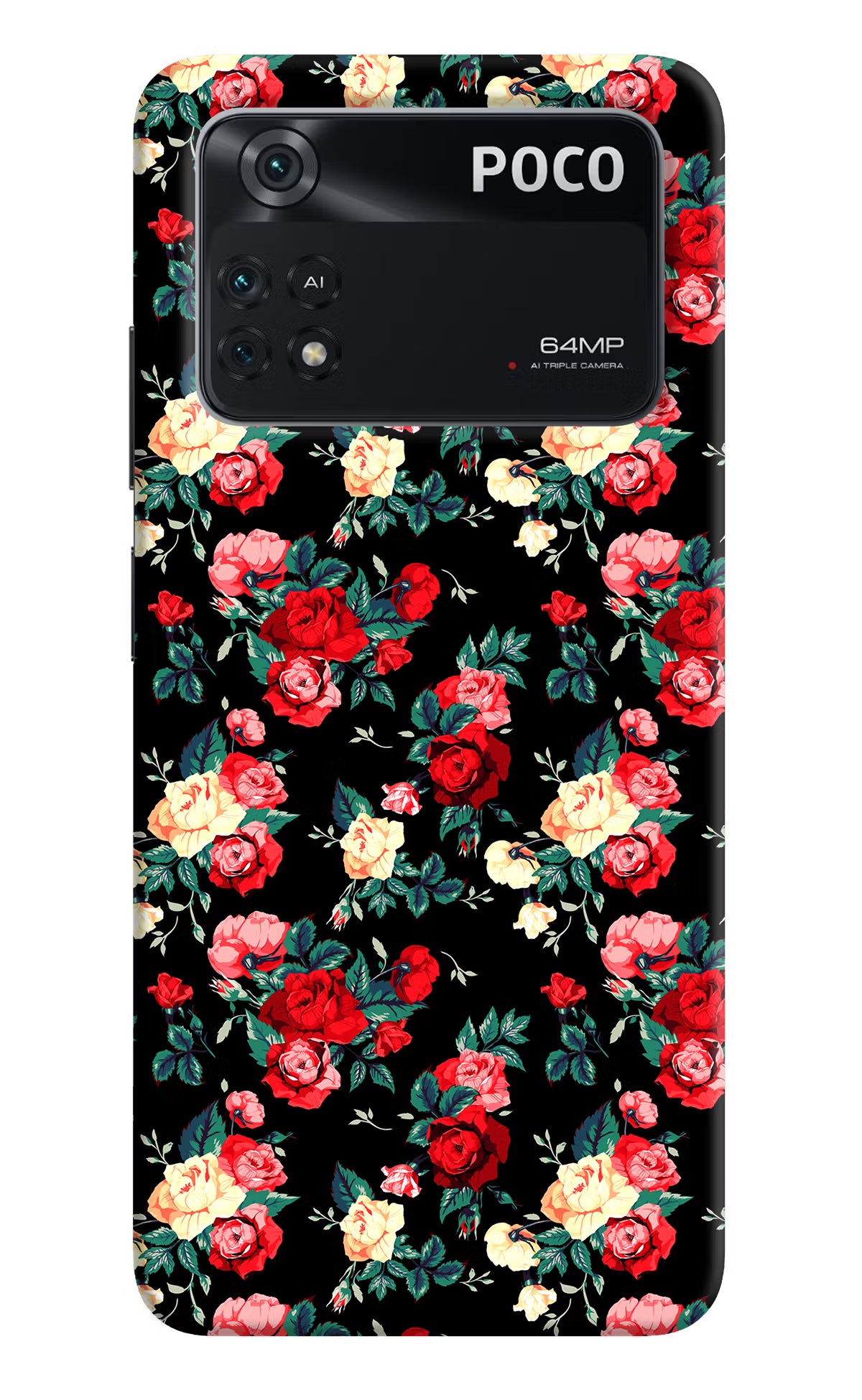 Rose Pattern Poco M4 Pro 4G Back Cover - Rose Pattern Poco M4 Pro 4G Back Cover Rose Pattern Poco M4 Pro 4G Back Cover