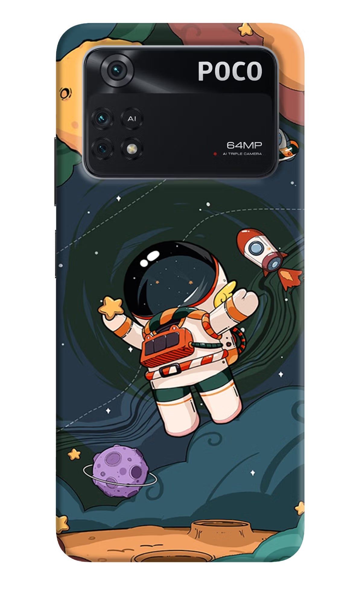 Cartoon Astronaut Poco M4 Pro 4G Back Cover - Cartoon Astronaut Poco M4 Pro 4G Back Cover Cartoon Astronaut Poco M4 Pro 4G Back Cover