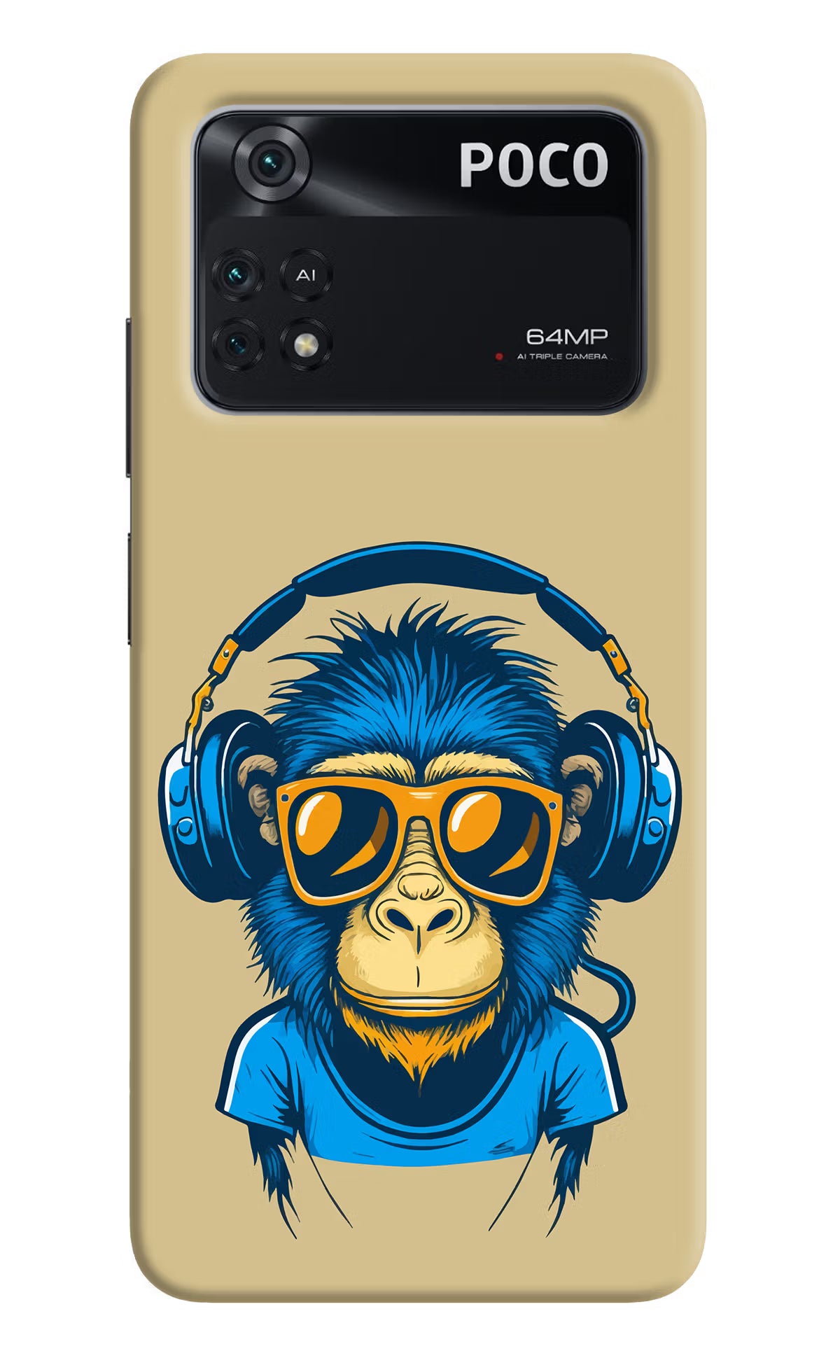 Monkey Headphone Poco M4 Pro 4G Back Cover - Monkey Headphone Poco M4 Pro 4G Back Cover Monkey Headphone Poco M4 Pro 4G Back Cover
