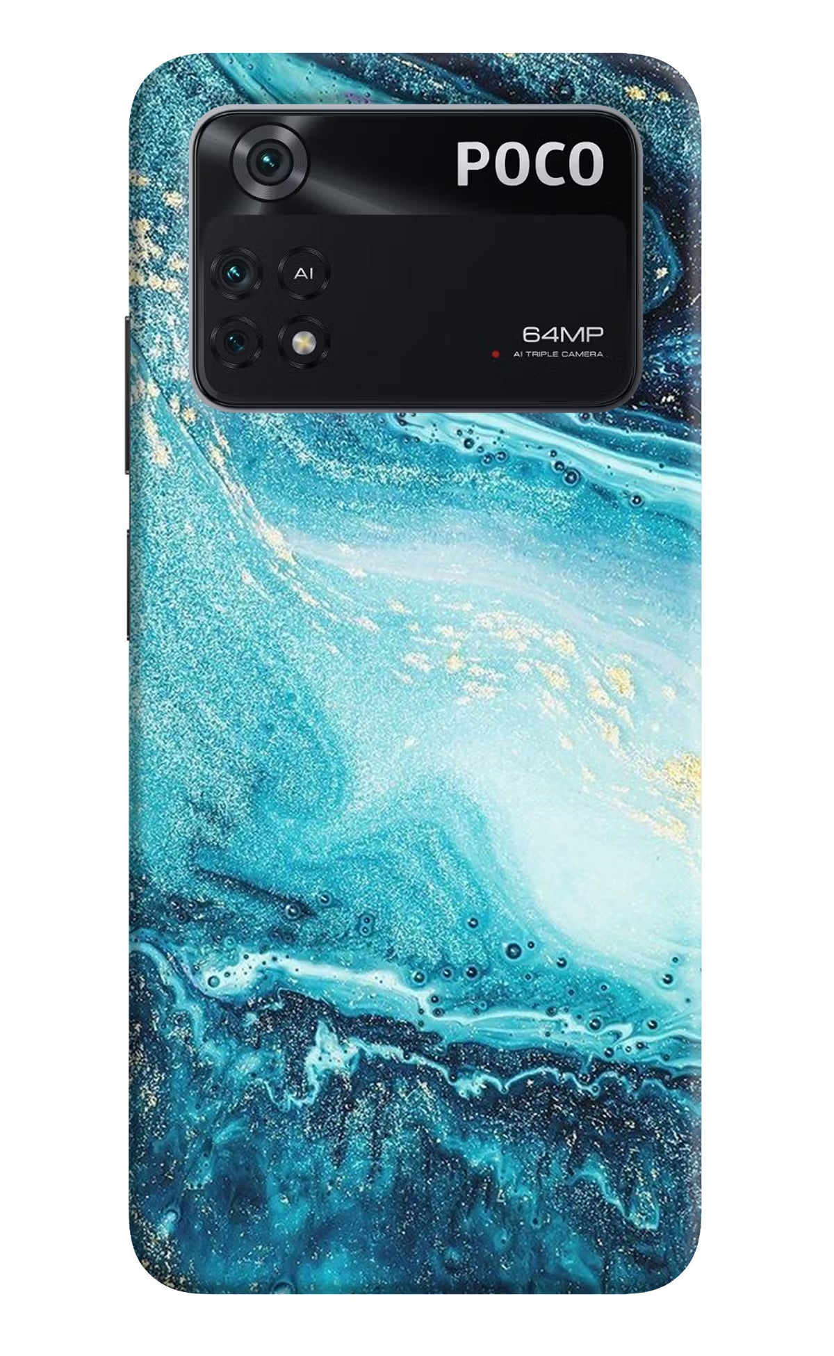 Blue Glitter Marble Poco M4 Pro 4G Back Cover - Blue Glitter Marble Poco M4 Pro 4G Back Cover Blue Glitter Marble Poco M4 Pro 4G Back Cover