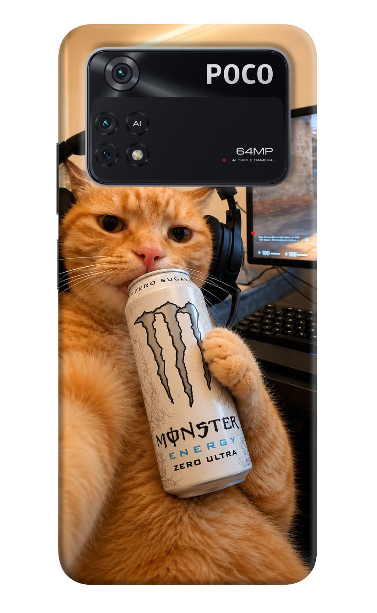Gamer Cat Energy Poco M4 Pro 4G Back Cover - Gamer Cat Energy Poco M4 Pro 4G Back Cover Gamer Cat Energy Poco M4 Pro 4G Back Cover