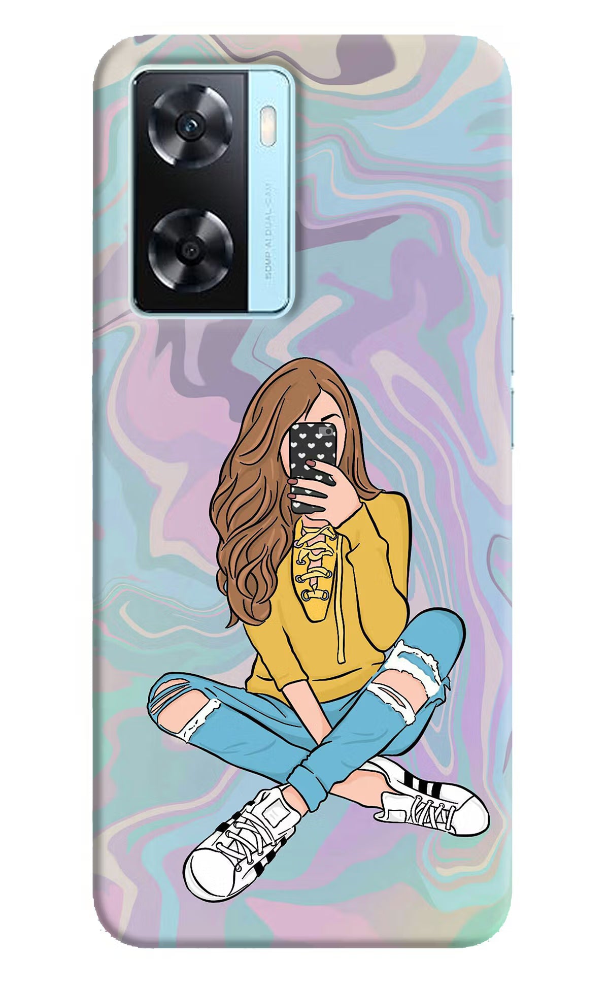 Selfie Girl Oppo A77 2022 Back Cover - Selfie Girl Oppo A77 2022 Back Cover Selfie Girl Oppo A77 2022 Back Cover