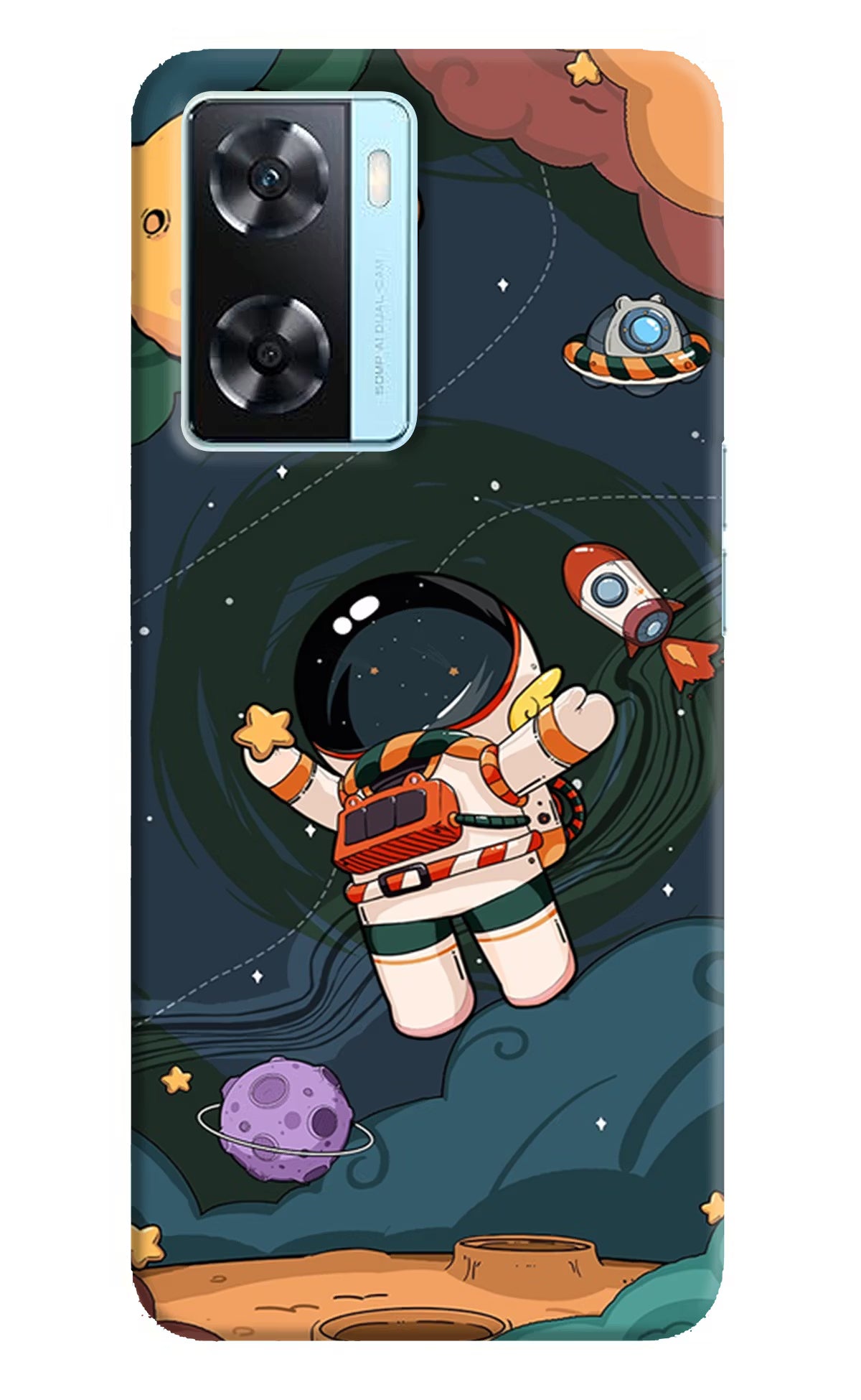 Cartoon Astronaut Oppo A77 2022 Back Cover - Cartoon Astronaut Oppo A77 2022 Back Cover Cartoon Astronaut Oppo A77 2022 Back Cover