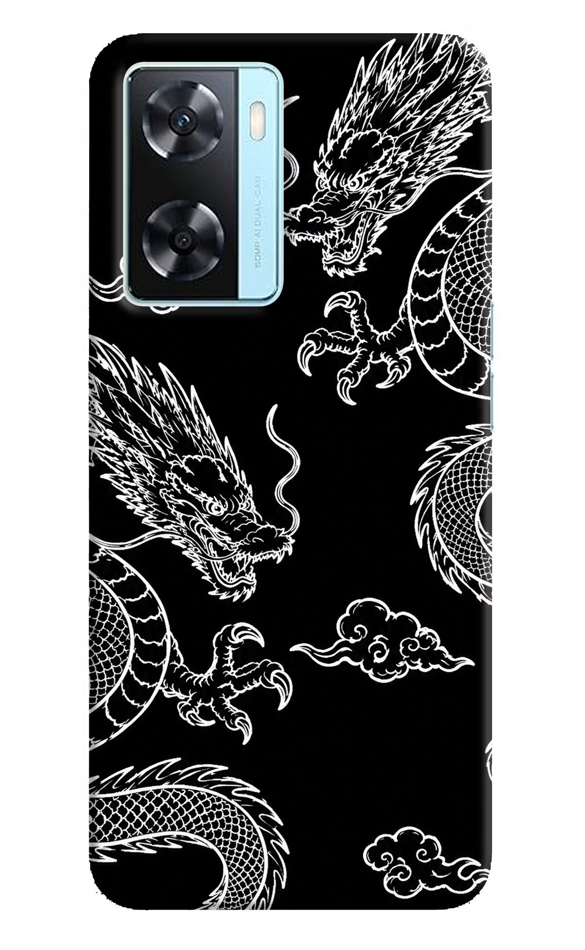 Twin Dragons Oppo A77 2022 Back Cover - Twin Dragons Oppo A77 2022 Hard Case Back Cover by Casekaro Twin Dragons Oppo A77 2022 Hard Case Back Cover by Casekaro
