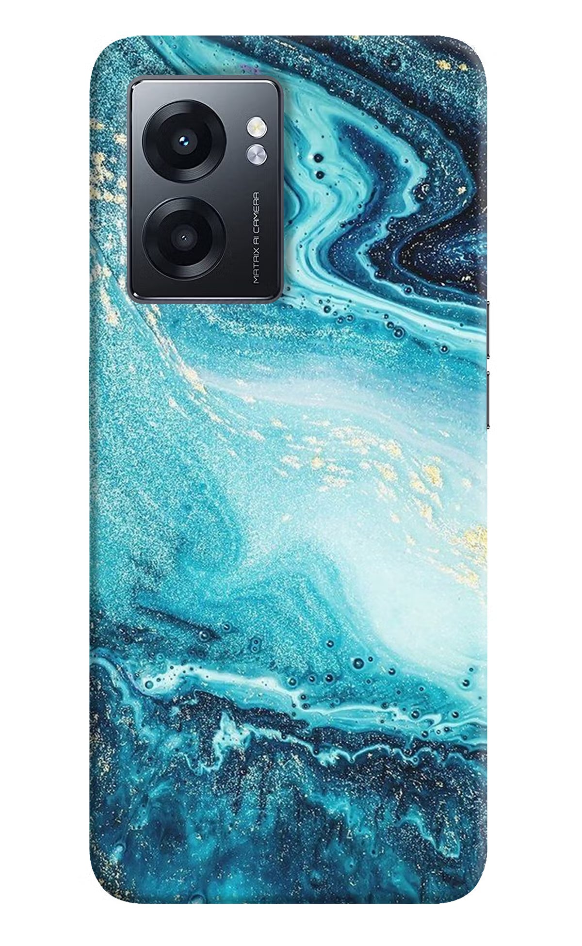 Blue Glitter Marble Realme Narzo 50 5G Back Cover