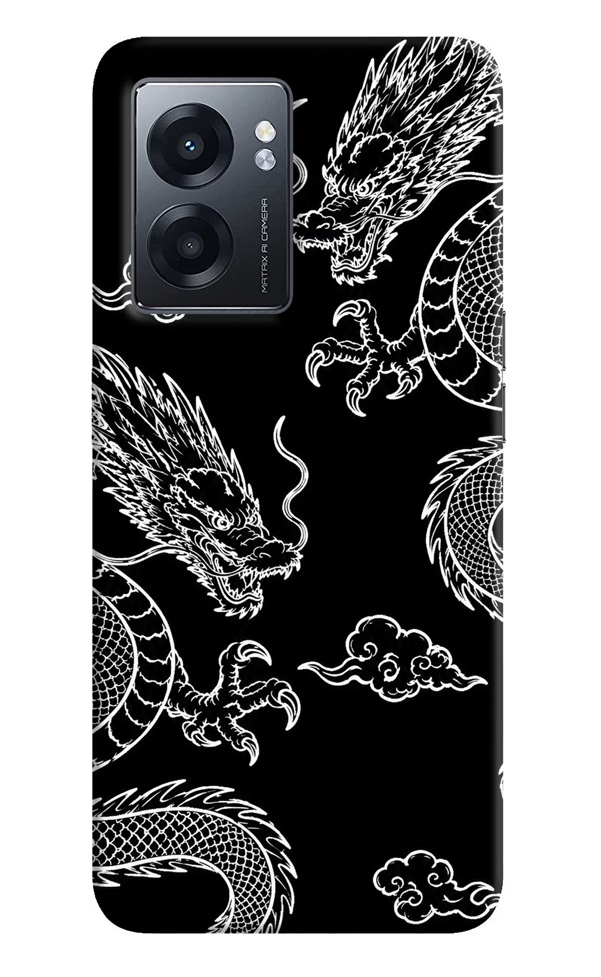 Twin Dragons Realme Narzo 50 5G Back Cover - Twin Dragons Realme Narzo 50 5G Hard Case Back Cover by Casekaro Twin Dragons Realme Narzo 50 5G Hard Case Back Cover by Casekaro