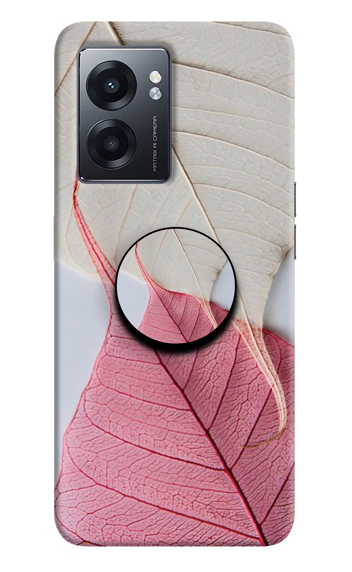 White Pink Leaf Realme Narzo 50 5G Pop Case