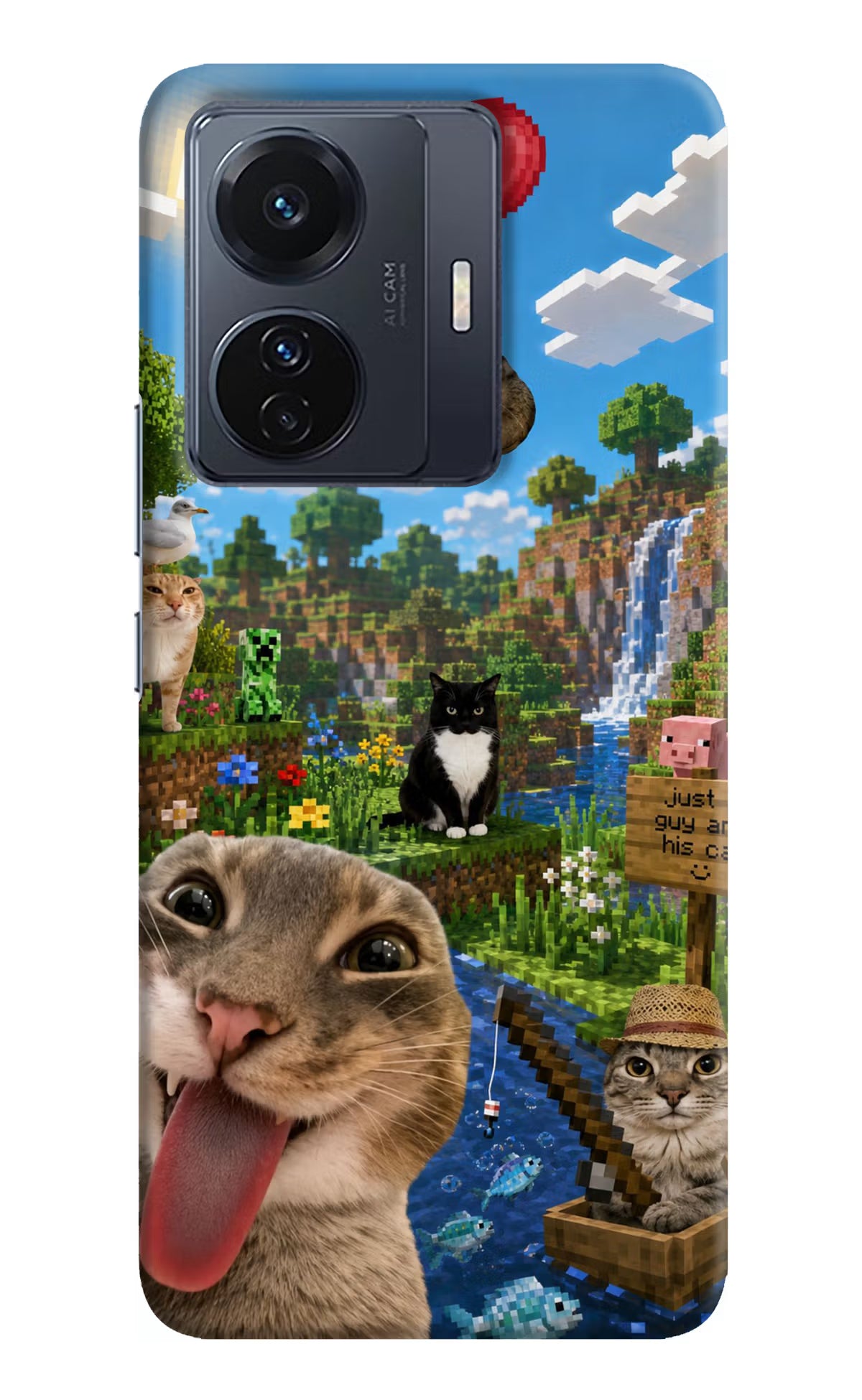Minecraft Cat Chaos Vivo T1 Pro 5G Back Cover - Minecraft Cat Chaos Vivo T1 Pro 5G Back Cover Minecraft Cat Chaos Vivo T1 Pro 5G Back Cover
