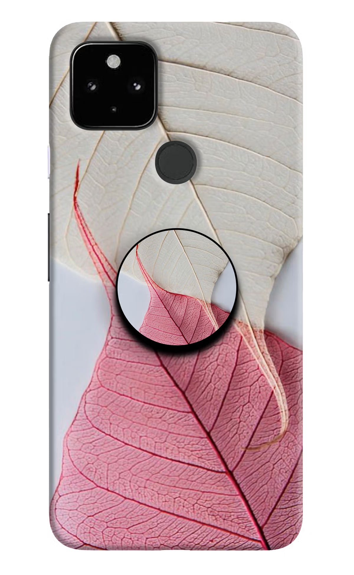 White Pink Leaf Google Pixel 4A Pop Case - White Pink Leaf Google Pixel 4A Pop Case by Casekaro White Pink Leaf Google Pixel 4A Pop Case by Casekaro