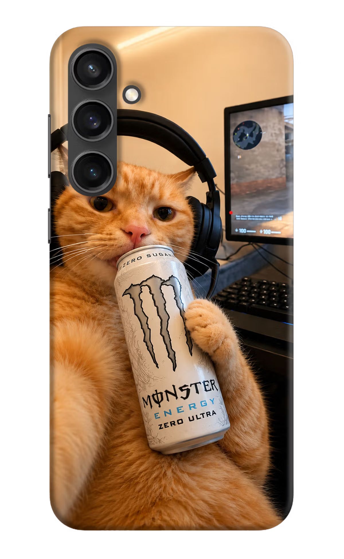 Gamer Cat Energy Samsung S23 Back Cover - Gamer Cat Energy Samsung S23 Back Cover Gamer Cat Energy Samsung S23 Back Cover