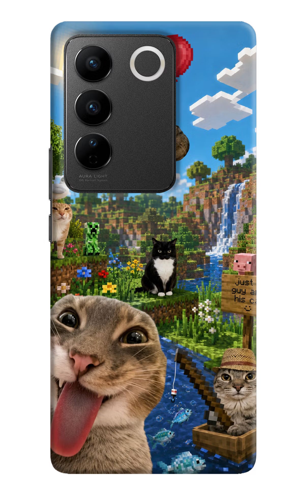 Minecraft Cat Chaos Vivo V27/V27 Pro Back Cover - Minecraft Cat Chaos Vivo V27/V27 Pro Back Cover Minecraft Cat Chaos Vivo V27/V27 Pro Back Cover
