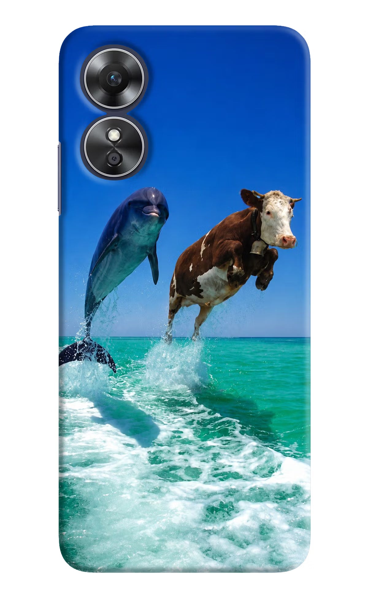 Dolphin vs Cow Oppo A17 Back Cover - Dolphin vs Cow Oppo A17 Back Cover Dolphin vs Cow Oppo A17 Back Cover