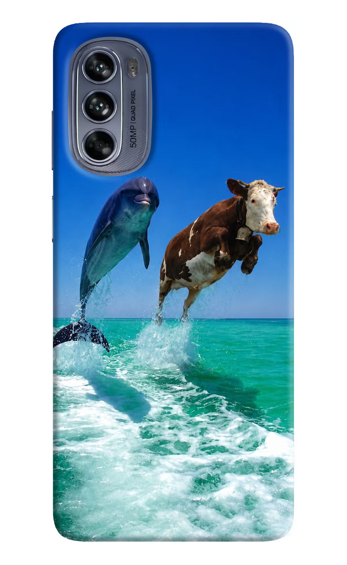 Dolphin vs Cow Moto G62 5G Back Cover - Dolphin vs Cow Moto G62 5G Back Cover Dolphin vs Cow Moto G62 5G Back Cover