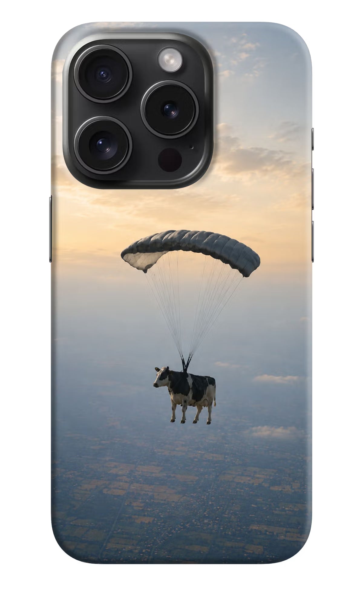 Skydiving Cow iPhone 15 Pro Max Back Cover - Skydiving Cow iPhone 15 Pro Max Back Cover Skydiving Cow iPhone 15 Pro Max Back Cover