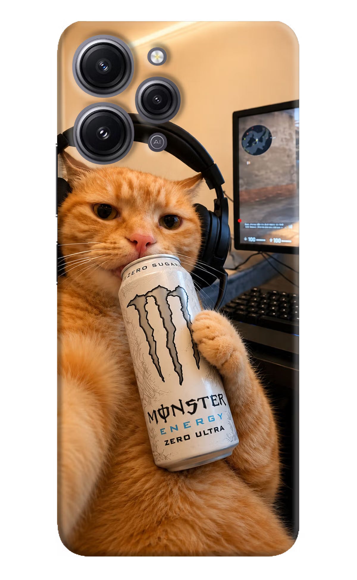 Gamer Cat Energy Redmi 12 4G Back Cover - Gamer Cat Energy Redmi 12 4G Back Cover Gamer Cat Energy Redmi 12 4G Back Cover