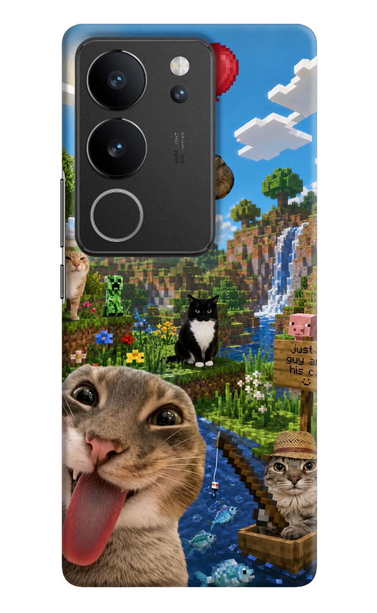 Minecraft Cat Chaos Vivo V29/V29 Pro Back Cover - Minecraft Cat Chaos Vivo V29/V29 Pro Back Cover Minecraft Cat Chaos Vivo V29/V29 Pro Back Cover