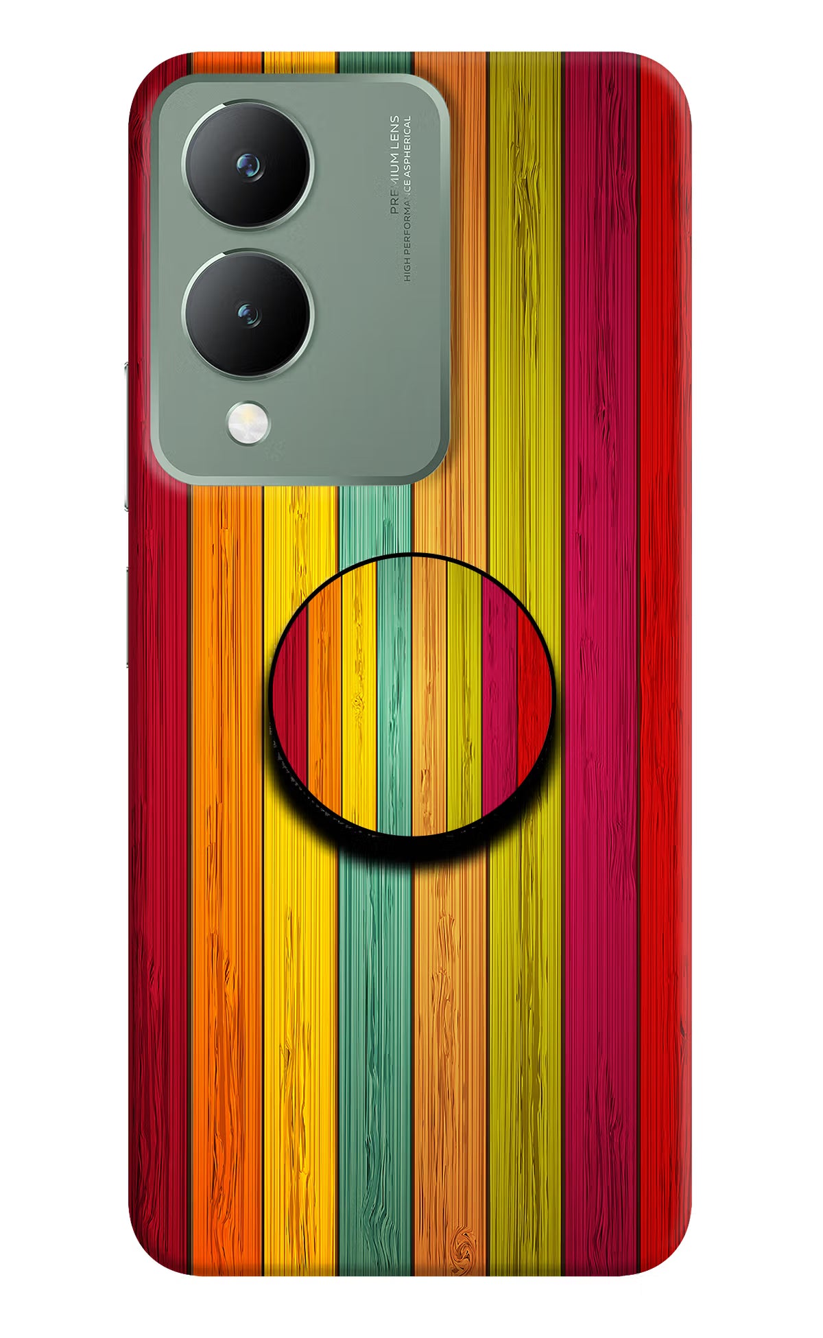 Multicolor Wooden Vivo Y17s Pop Case
