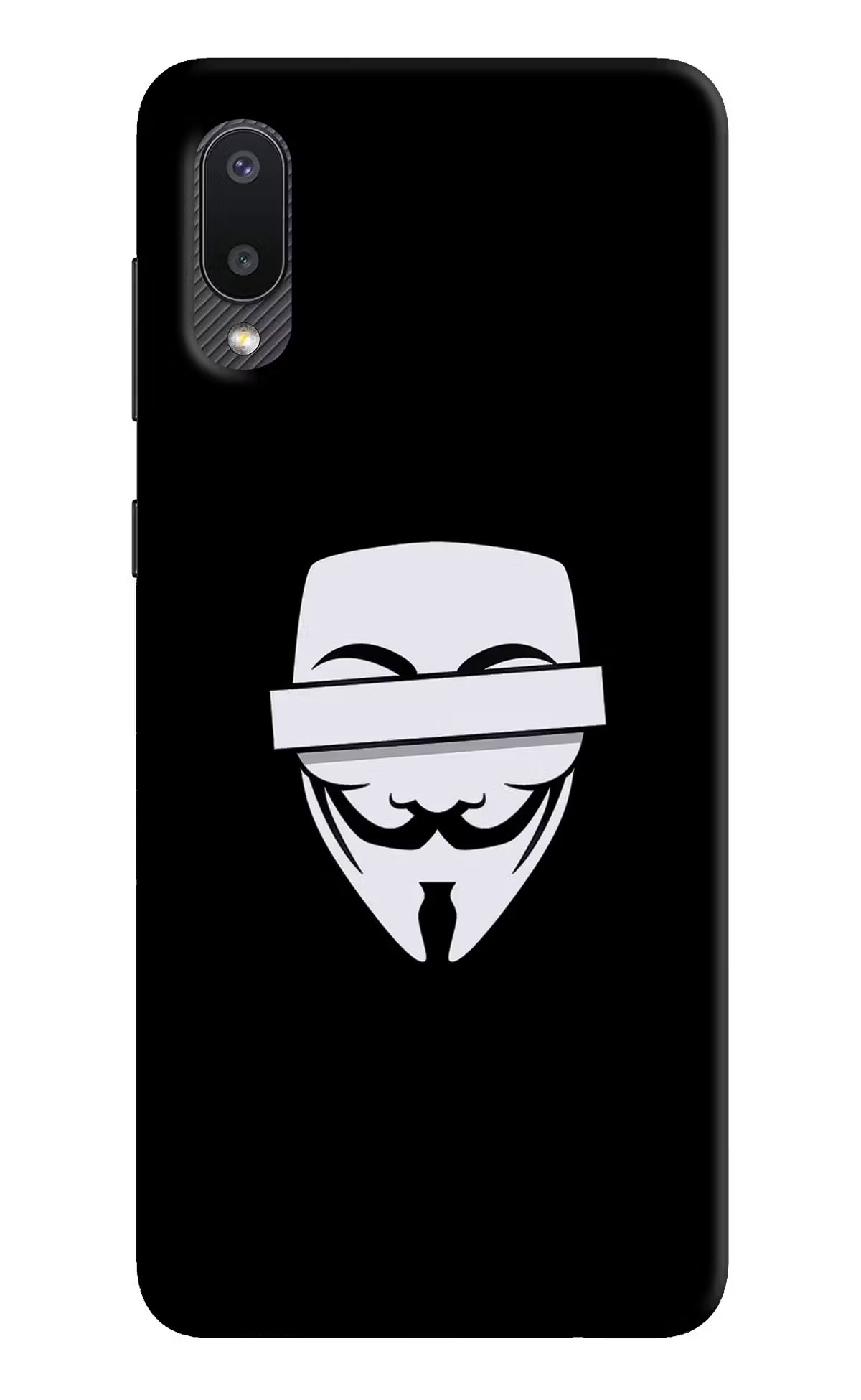 Anonymous Face Samsung M02 Back Cover - Anonymous Face Samsung M02 Hard Case Back Cover by Casekaro Anonymous Face Samsung M02 Hard Case Back Cover by Casekaro