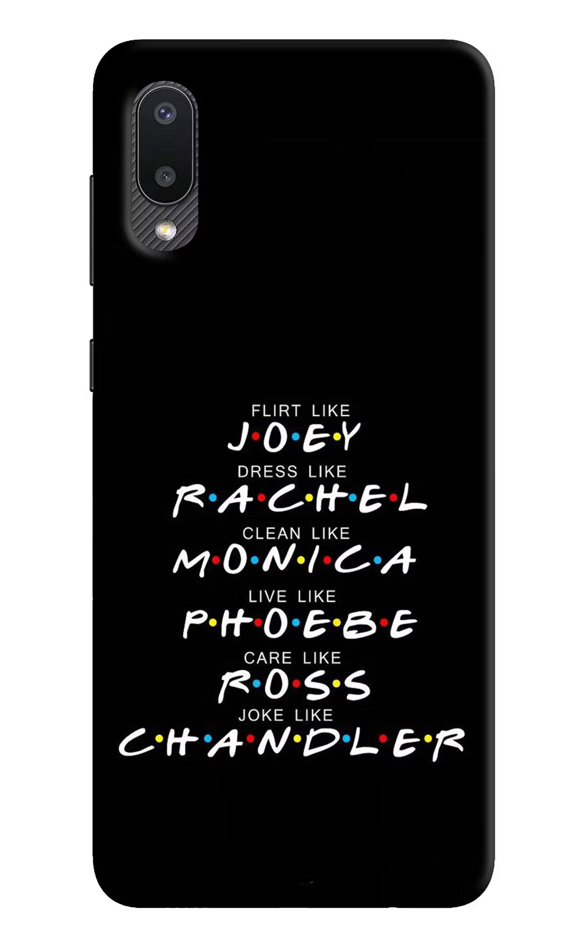FRIENDS Character Samsung M02 Back Cover - FRIENDS Character Samsung M02 Hard Case Back Cover by Casekaro FRIENDS Character Samsung M02 Hard Case Back Cover by Casekaro