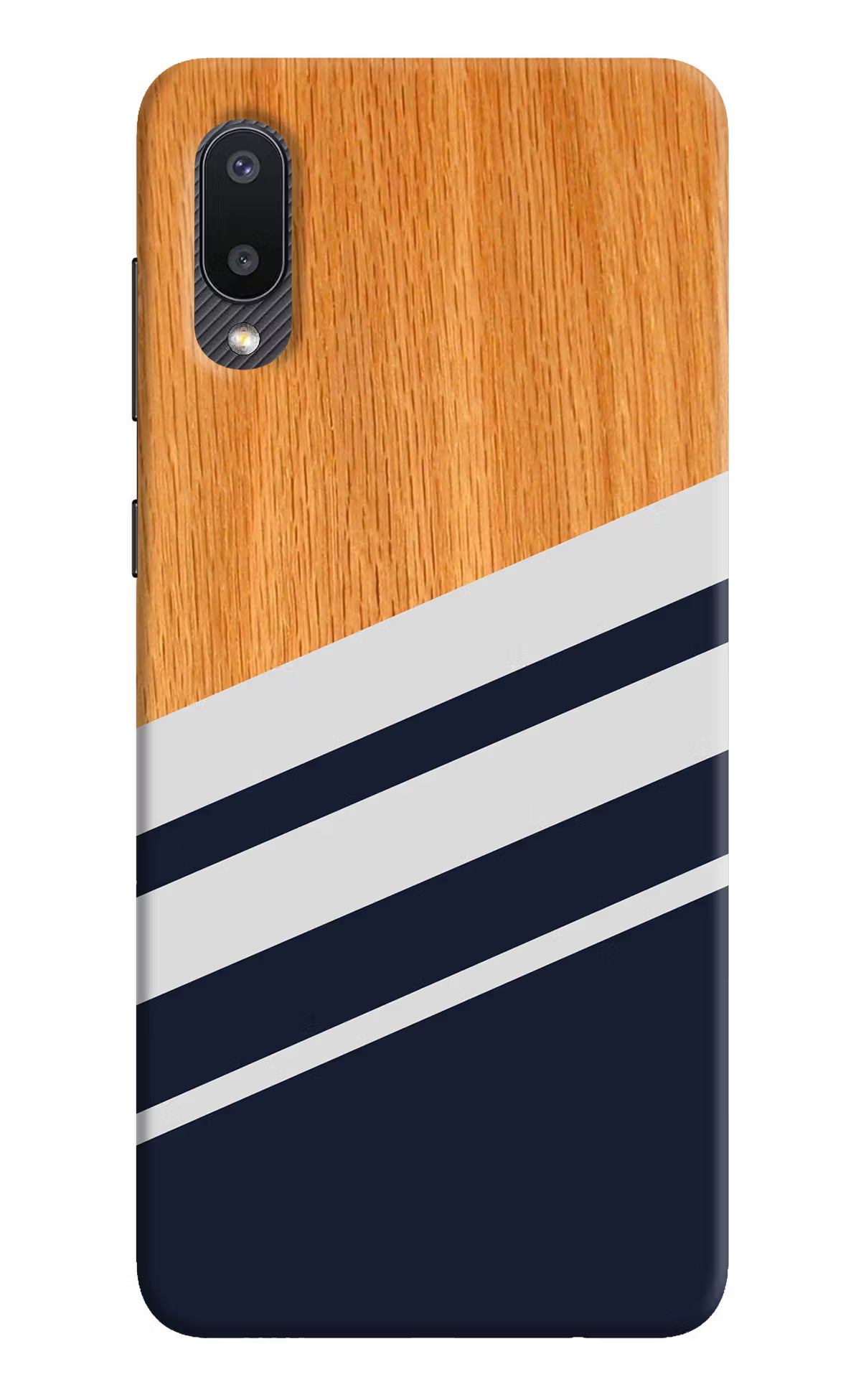 Blue and white wooden Samsung M02 Back Cover - Blue and white wooden Samsung M02 Hard Case Back Cover by Casekaro Blue and white wooden Samsung M02 Hard Case Back Cover by Casekaro