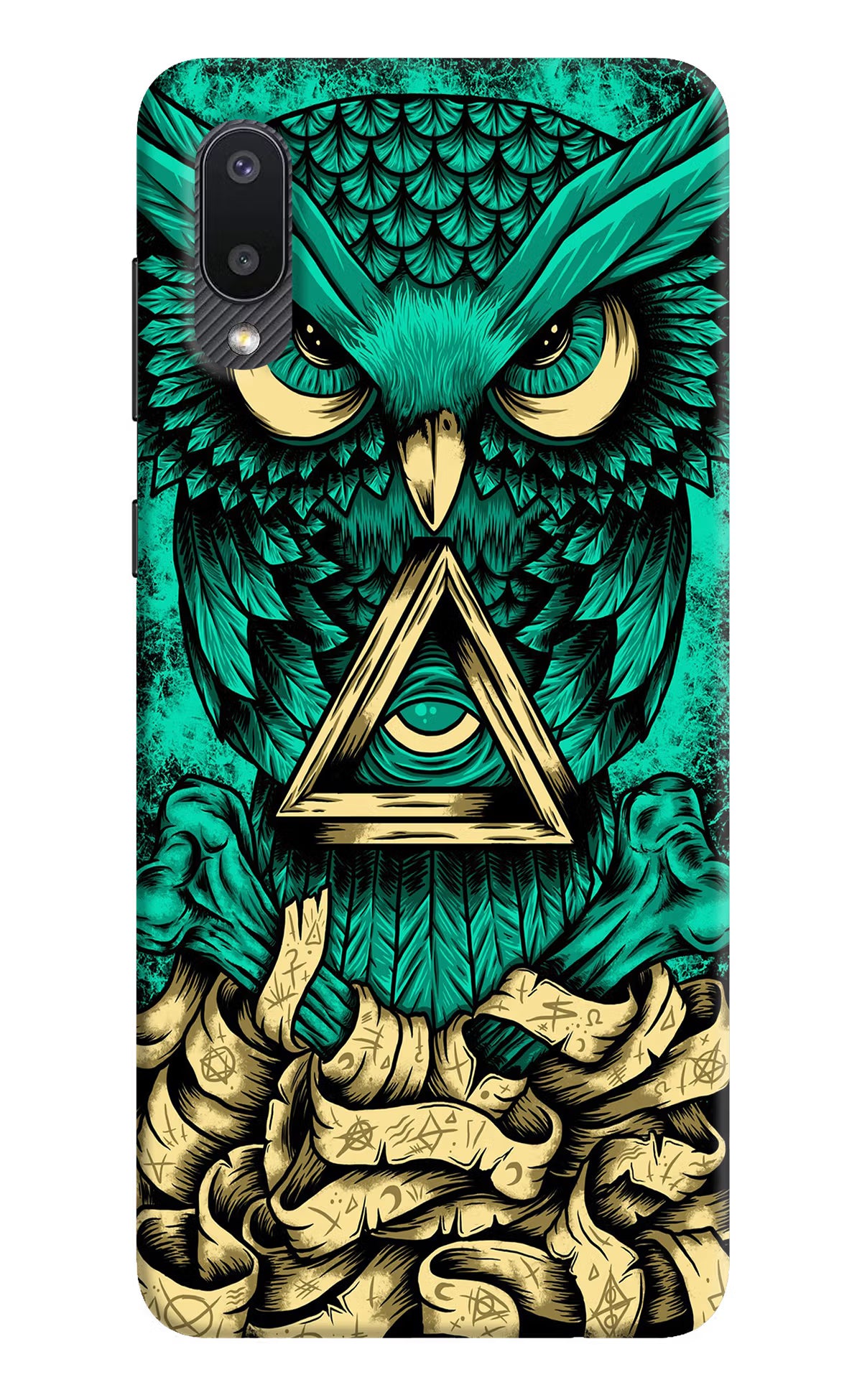 Green Owl Samsung M02 Back Cover - Green Owl Samsung M02 Hard Case Back Cover by Casekaro Green Owl Samsung M02 Hard Case Back Cover by Casekaro