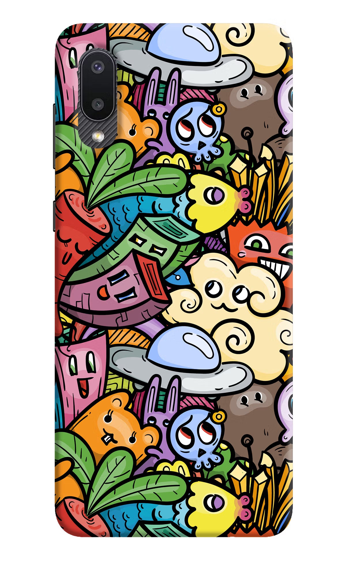 Veggie Doodle Samsung M02 Back Cover - Veggie Doodle Samsung M02 Hard Case Back Cover by Casekaro Veggie Doodle Samsung M02 Hard Case Back Cover by Casekaro