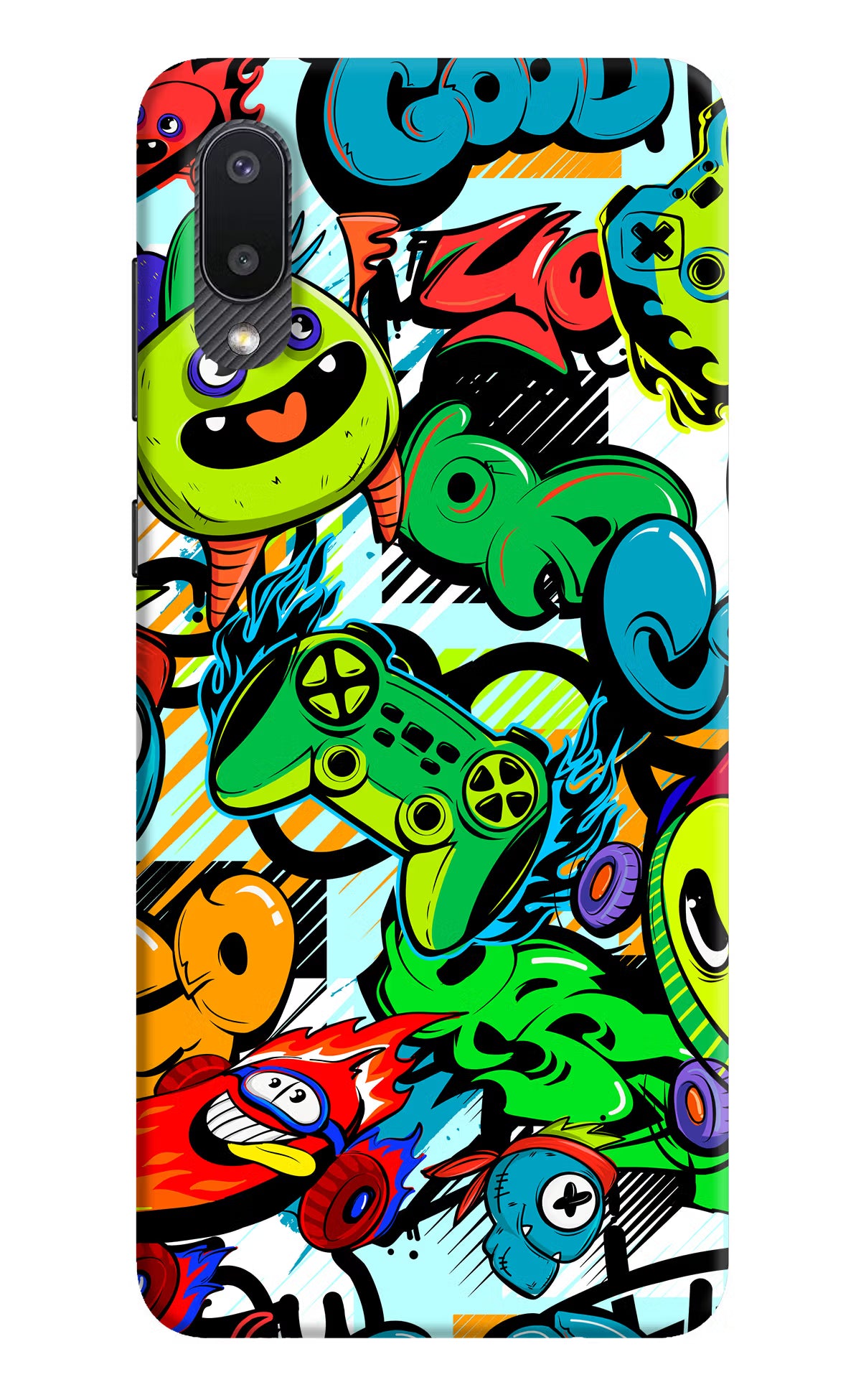 Game Doodle Samsung M02 Back Cover - Game Doodle Samsung M02 Hard Case Back Cover by Casekaro Game Doodle Samsung M02 Hard Case Back Cover by Casekaro