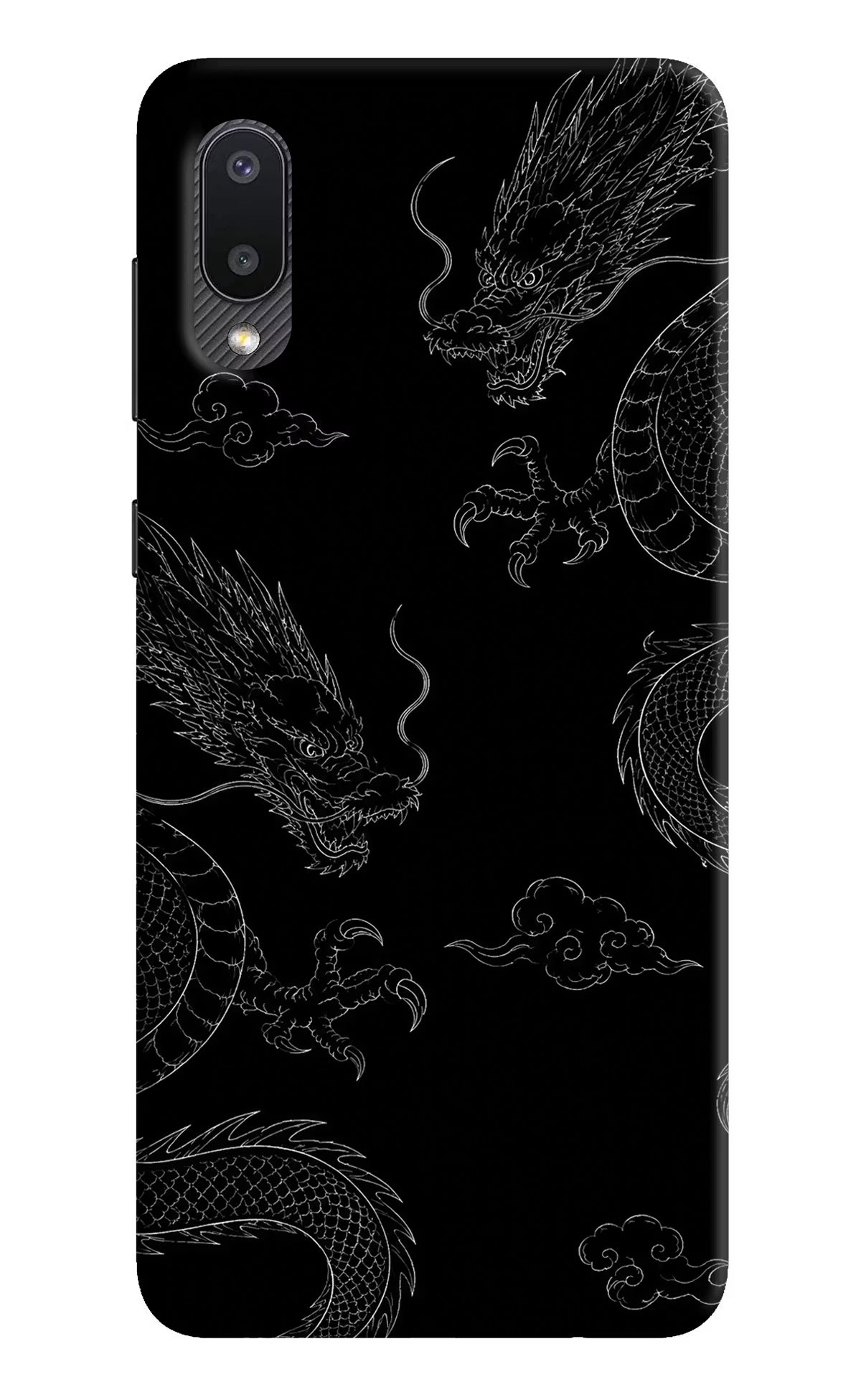Twin Dragons Samsung M02 Back Cover - Twin Dragons Samsung M02 Hard Case Back Cover by Casekaro Twin Dragons Samsung M02 Hard Case Back Cover by Casekaro