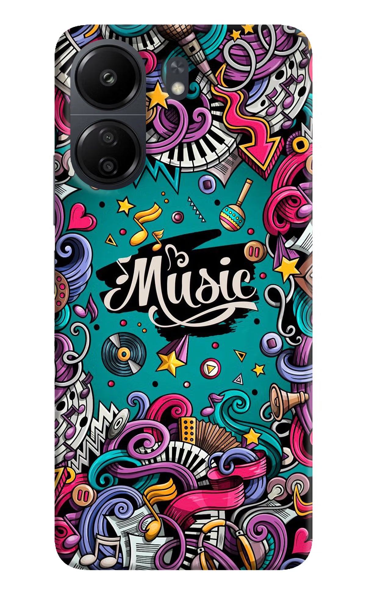 Music Graffiti Poco C65 Back Cover - Music Graffiti Poco C65 Hard Case Back Cover by Casekaro Music Graffiti Poco C65 Hard Case Back Cover by Casekaro