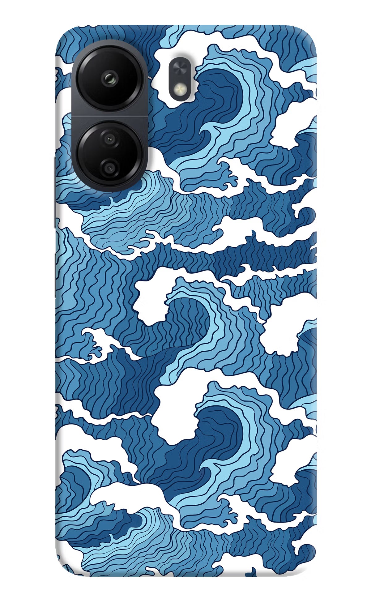 Blue Waves Poco C65 Back Cover - Blue Waves Poco C65 Hard Case Back Cover by Casekaro Blue Waves Poco C65 Hard Case Back Cover by Casekaro