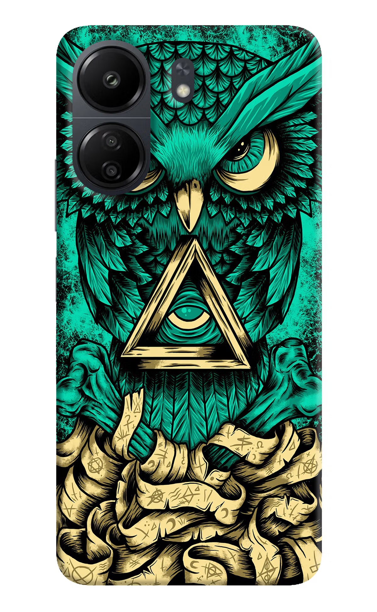 Green Owl Poco C65 Back Cover - Green Owl Poco C65 Hard Case Back Cover by Casekaro Green Owl Poco C65 Hard Case Back Cover by Casekaro