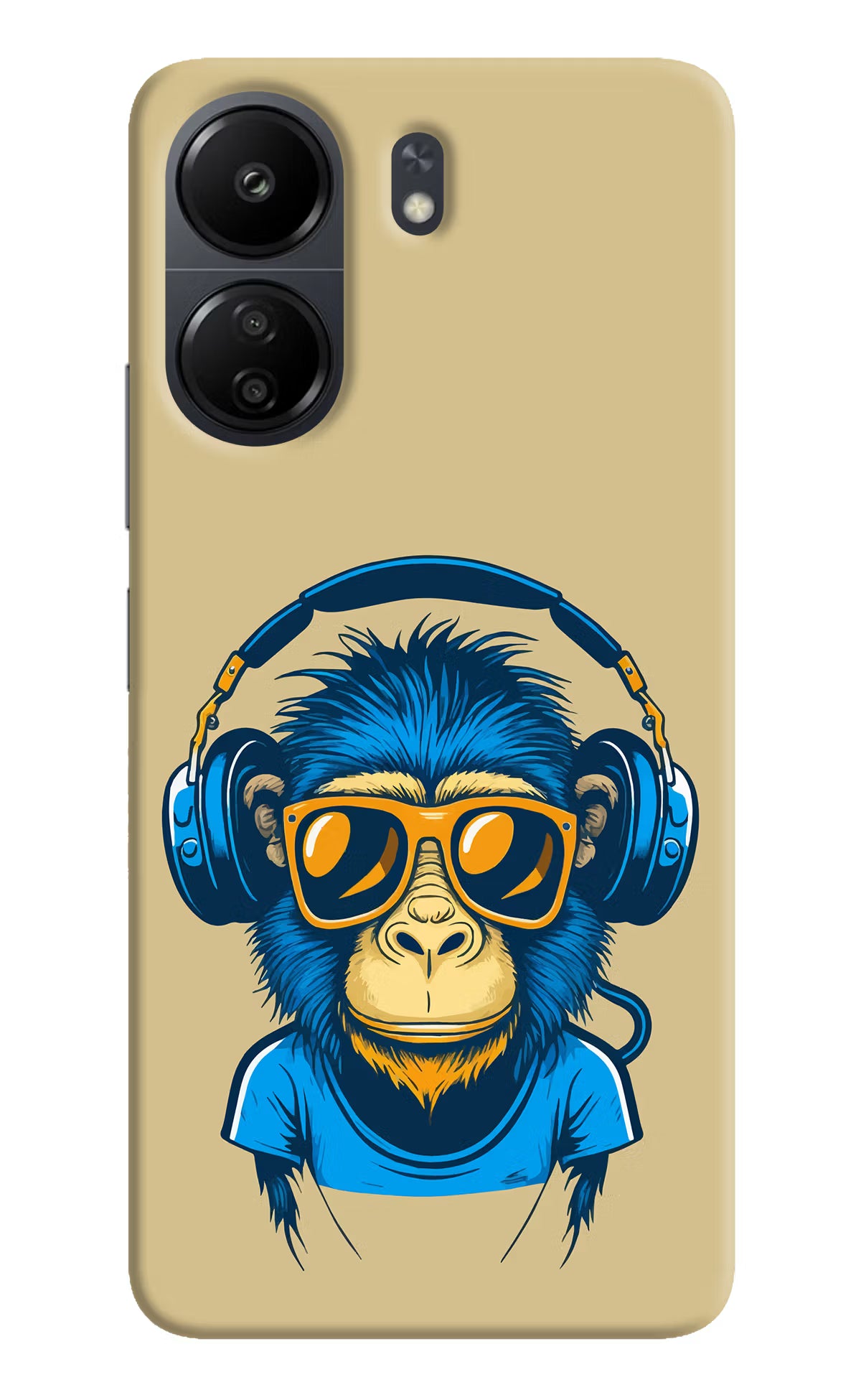 Monkey Headphone Poco C65 Back Cover - Monkey Headphone Poco C65 Hard Case Back Cover by Casekaro Monkey Headphone Poco C65 Hard Case Back Cover by Casekaro