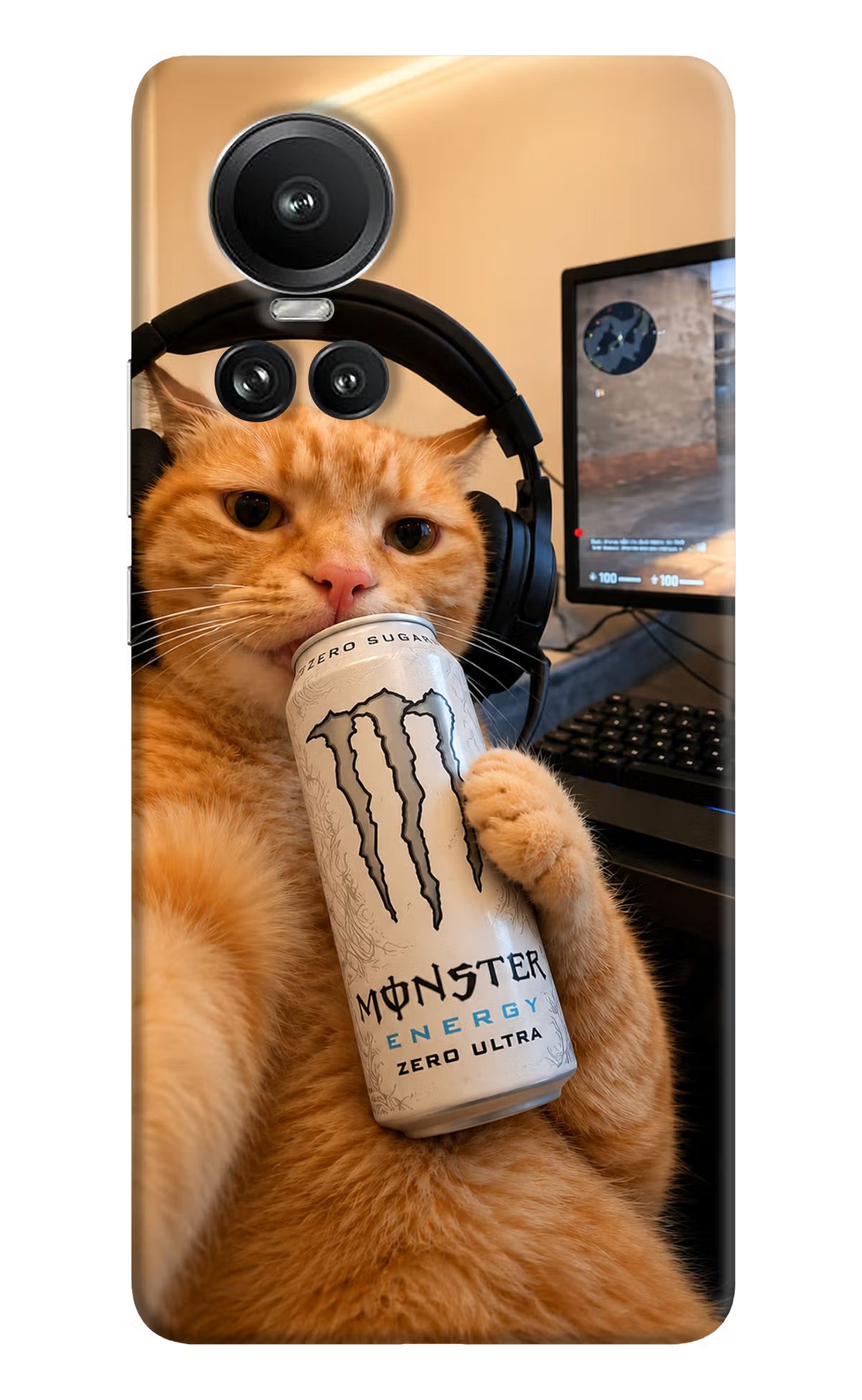 Gamer Cat Energy Oppo Reno10 5G/10 Pro 5G Back Cover - Gamer Cat Energy Oppo Reno10 5G/10 Pro 5G Back Cover Gamer Cat Energy Oppo Reno10 5G/10 Pro 5G Back Cover