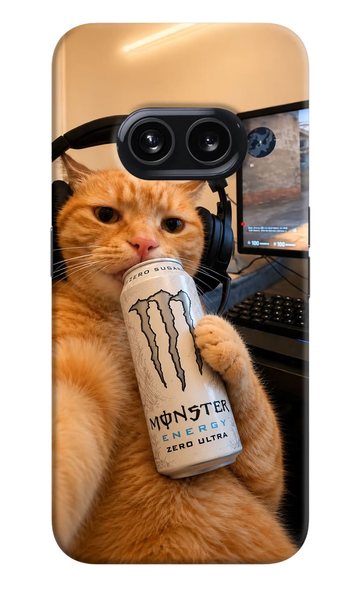 Gamer Cat Energy Nothing Phone 2A Back Cover - Gamer Cat Energy Nothing Phone 2A Back Cover Gamer Cat Energy Nothing Phone 2A Back Cover