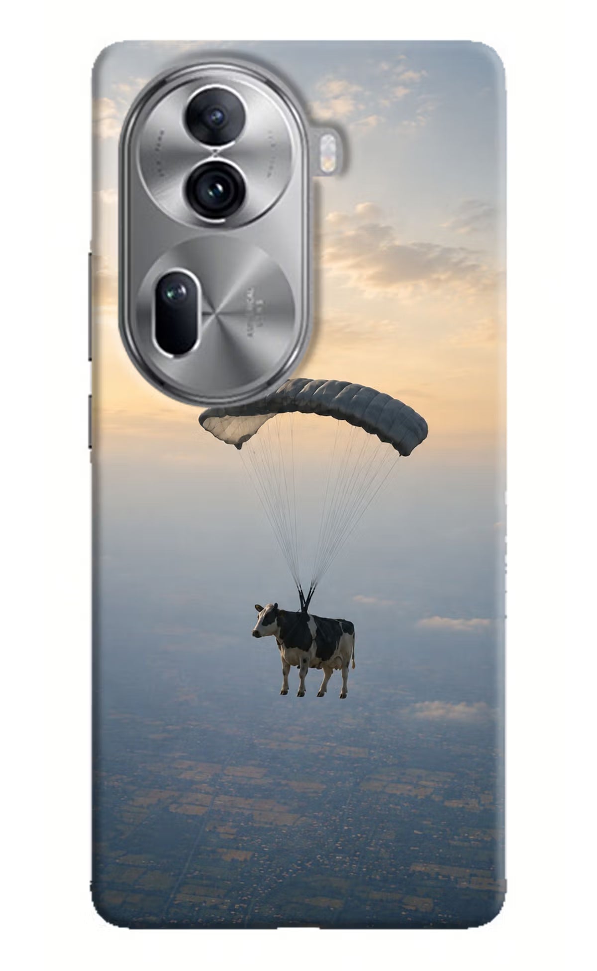 Skydiving Cow Oppo Reno11 Pro 5G Back Cover - Skydiving Cow Oppo Reno11 Pro 5G Back Cover Skydiving Cow Oppo Reno11 Pro 5G Back Cover