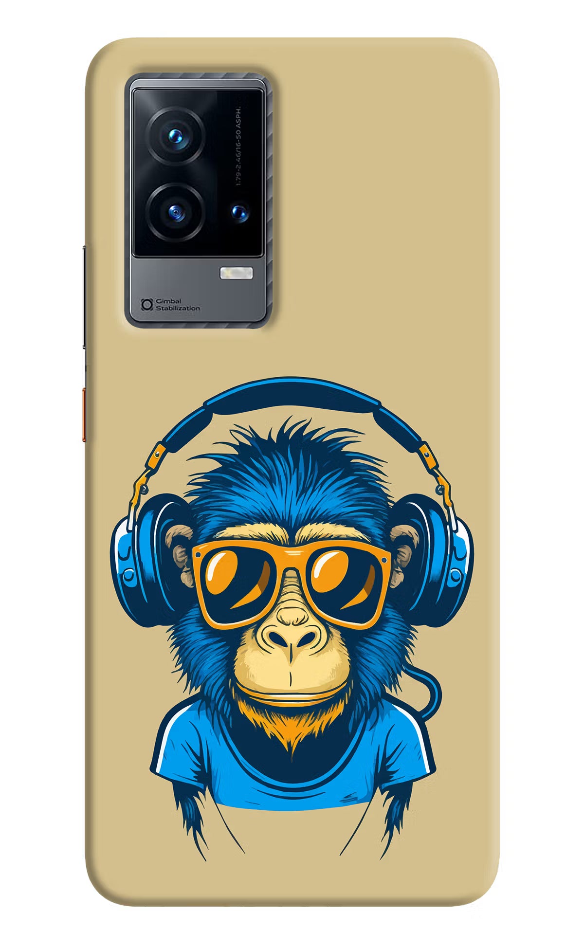 Monkey Headphone iQOO 9 5G Back Cover - Monkey Headphone iQOO 9 5G Hard Case Back Cover by Casekaro Monkey Headphone iQOO 9 5G Hard Case Back Cover by Casekaro