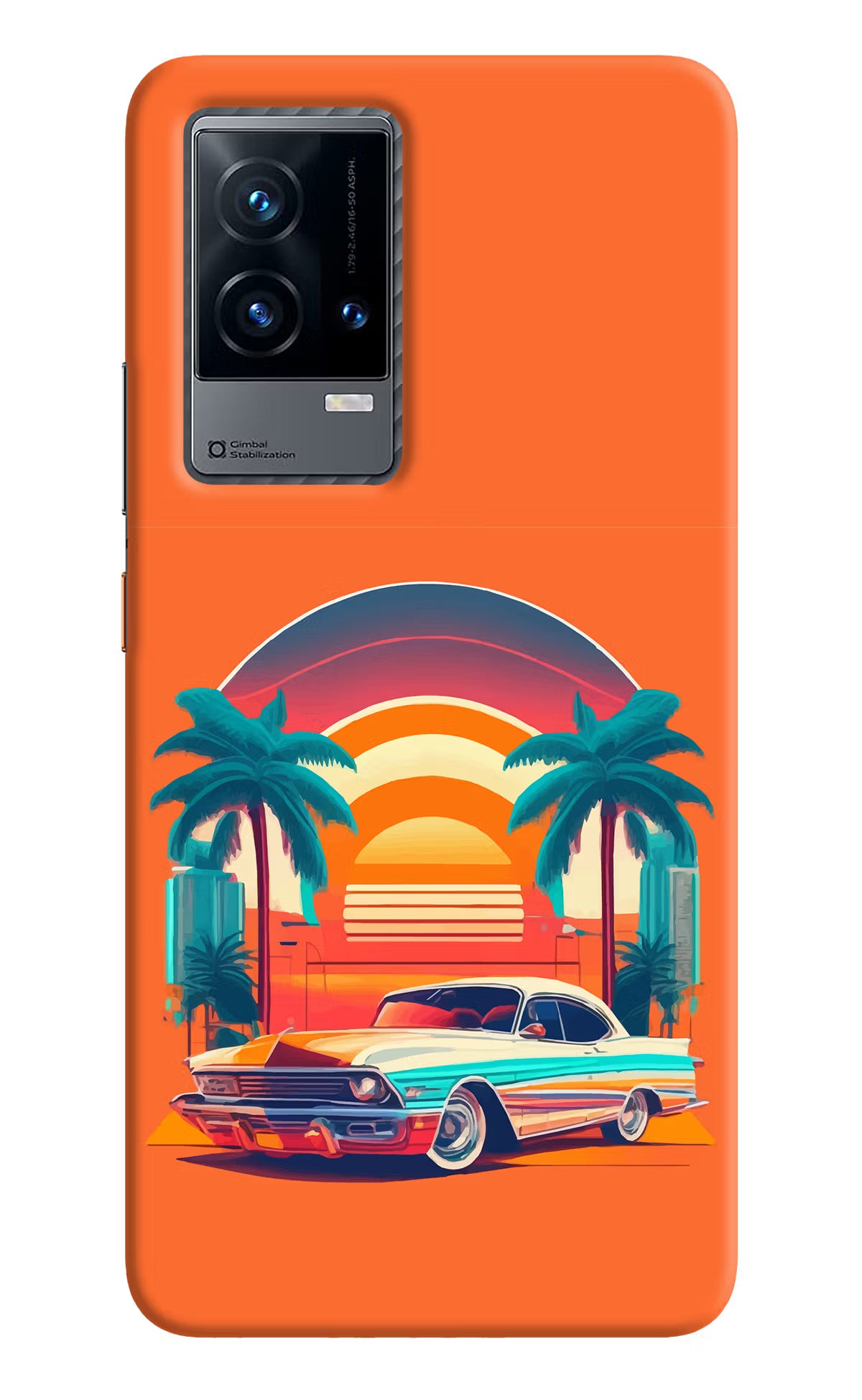 Palm Drive 80s iQOO 9 5G Back Cover - Palm Drive 80s iQOO 9 5G Hard Case Back Cover by Casekaro Palm Drive 80s iQOO 9 5G Hard Case Back Cover by Casekaro