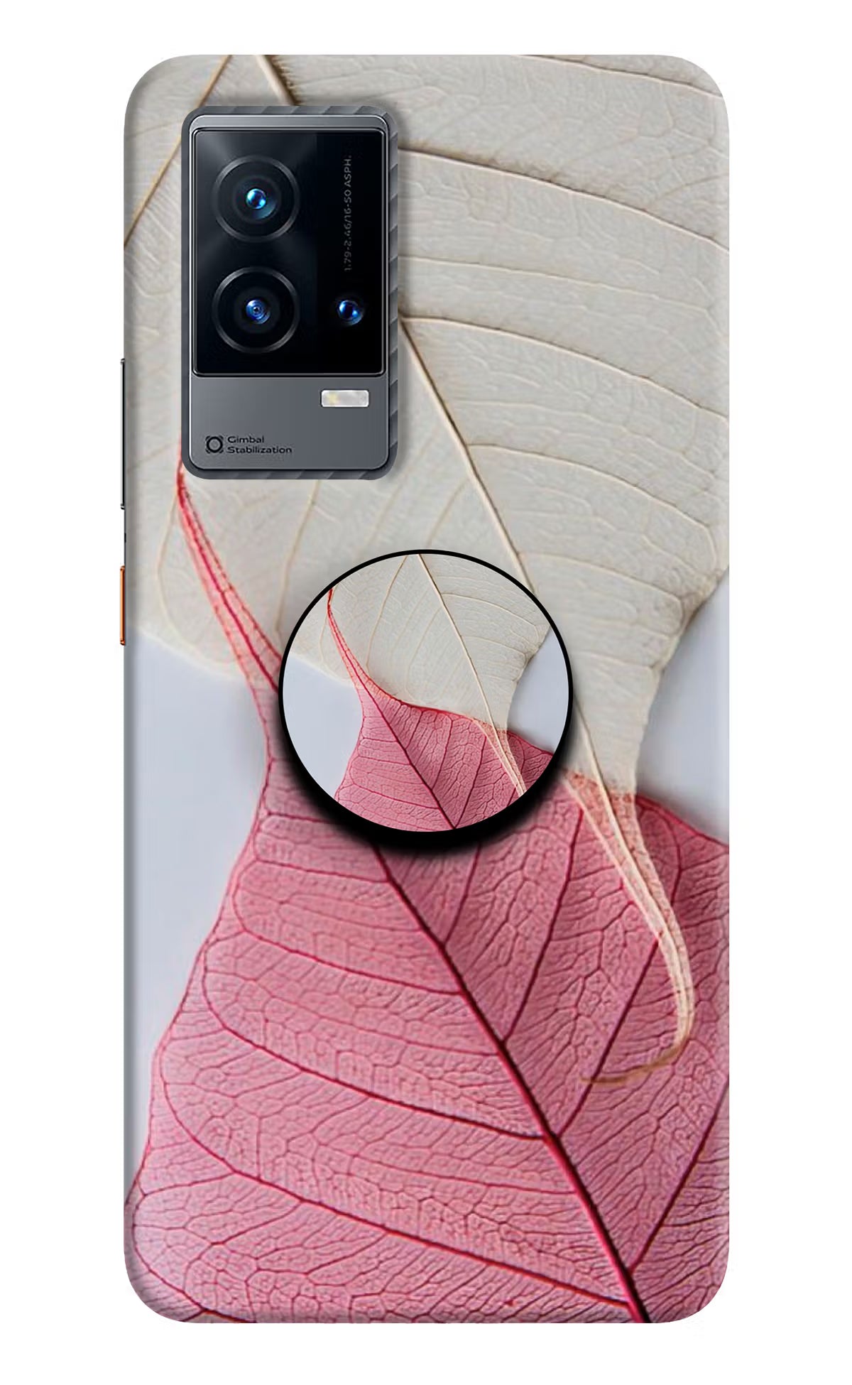 White Pink Leaf iQOO 9 5G Pop Case - White Pink Leaf iQOO 9 5G Pop Case by Casekaro White Pink Leaf iQOO 9 5G Pop Case by Casekaro