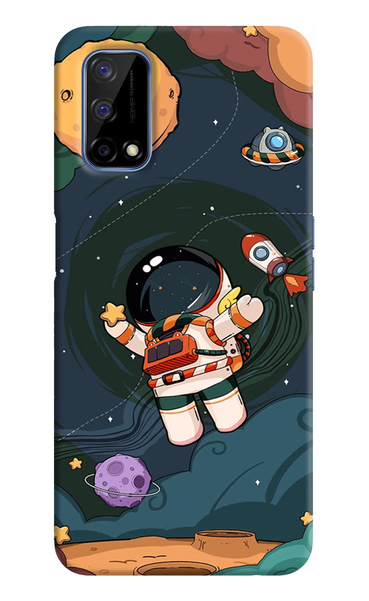 Cartoon Astronaut Realme Narzo 30 Pro 5G Back Cover - Cartoon Astronaut Realme Narzo 30 Pro 5G Hard Case Back Cover by Casekaro Cartoon Astronaut Realme Narzo 30 Pro 5G Hard Case Back Cover by Casekaro