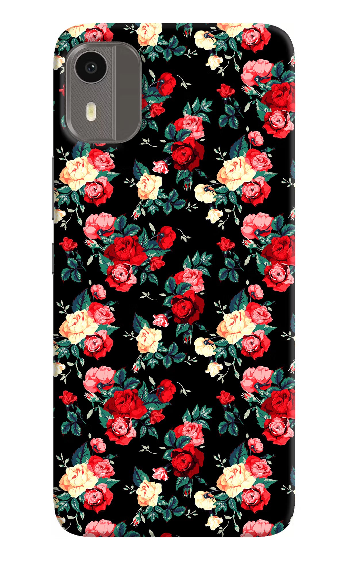 Rose Pattern Nokia C12/C12 Pro Back Cover - Rose Pattern Nokia C12/C12 Pro Hard Case Back Cover by Casekaro Rose Pattern Nokia C12/C12 Pro Hard Case Back Cover by Casekaro